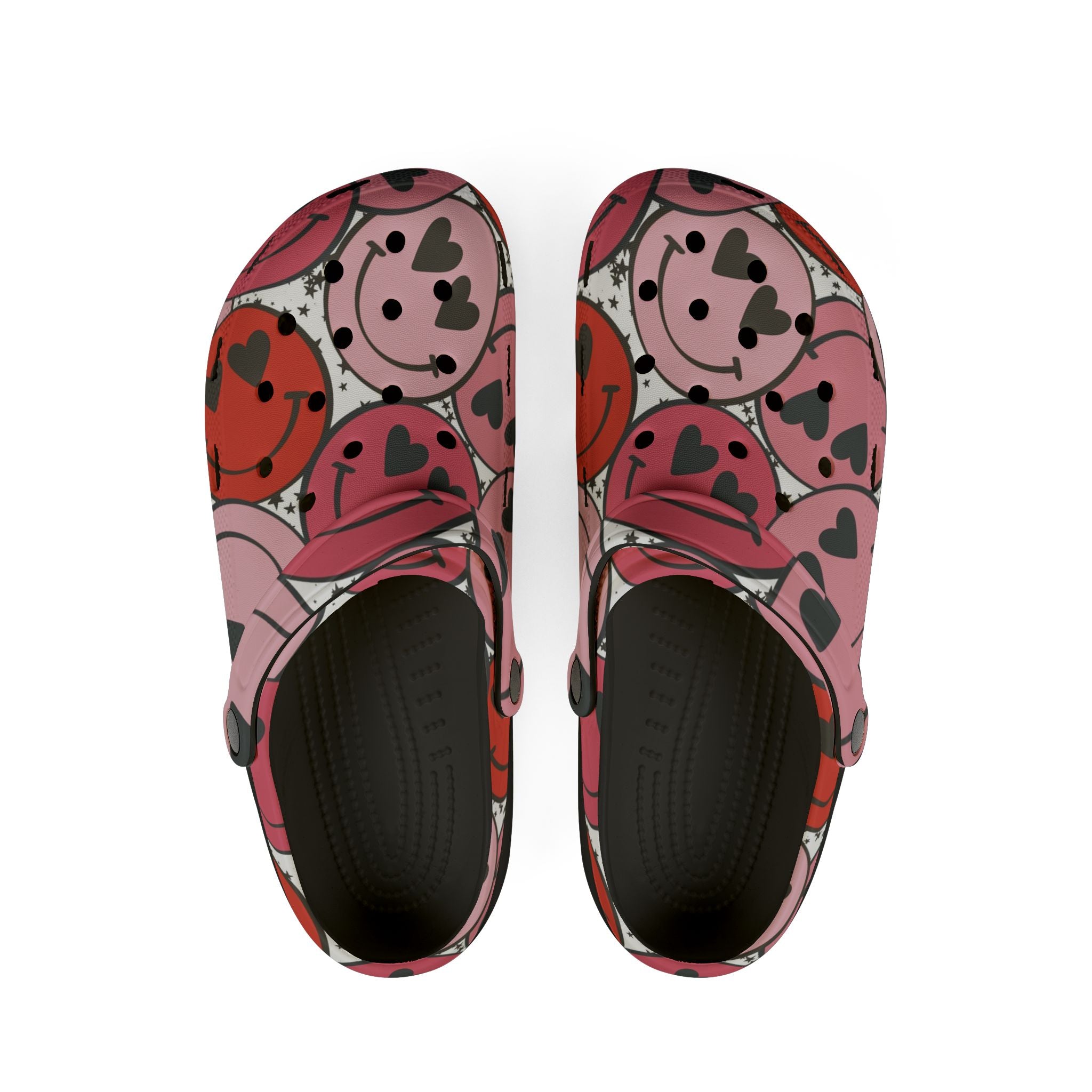 Smiley Face x Heart Eyes Pink and Red EVA Foam Rubber Shoes (AOP), Artsulli - Art is Long, Life is Short, Shoes, Size, US 6 (Women's), Color, Black, , , 41999810636695921526