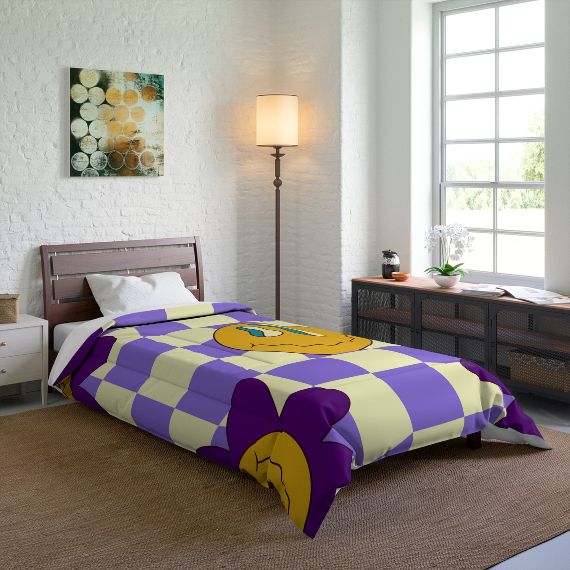 Trippy Flower Power Motifs Comforter, Artsulli - Art is Long, Life is Short, Home Decor, , , , , , , 