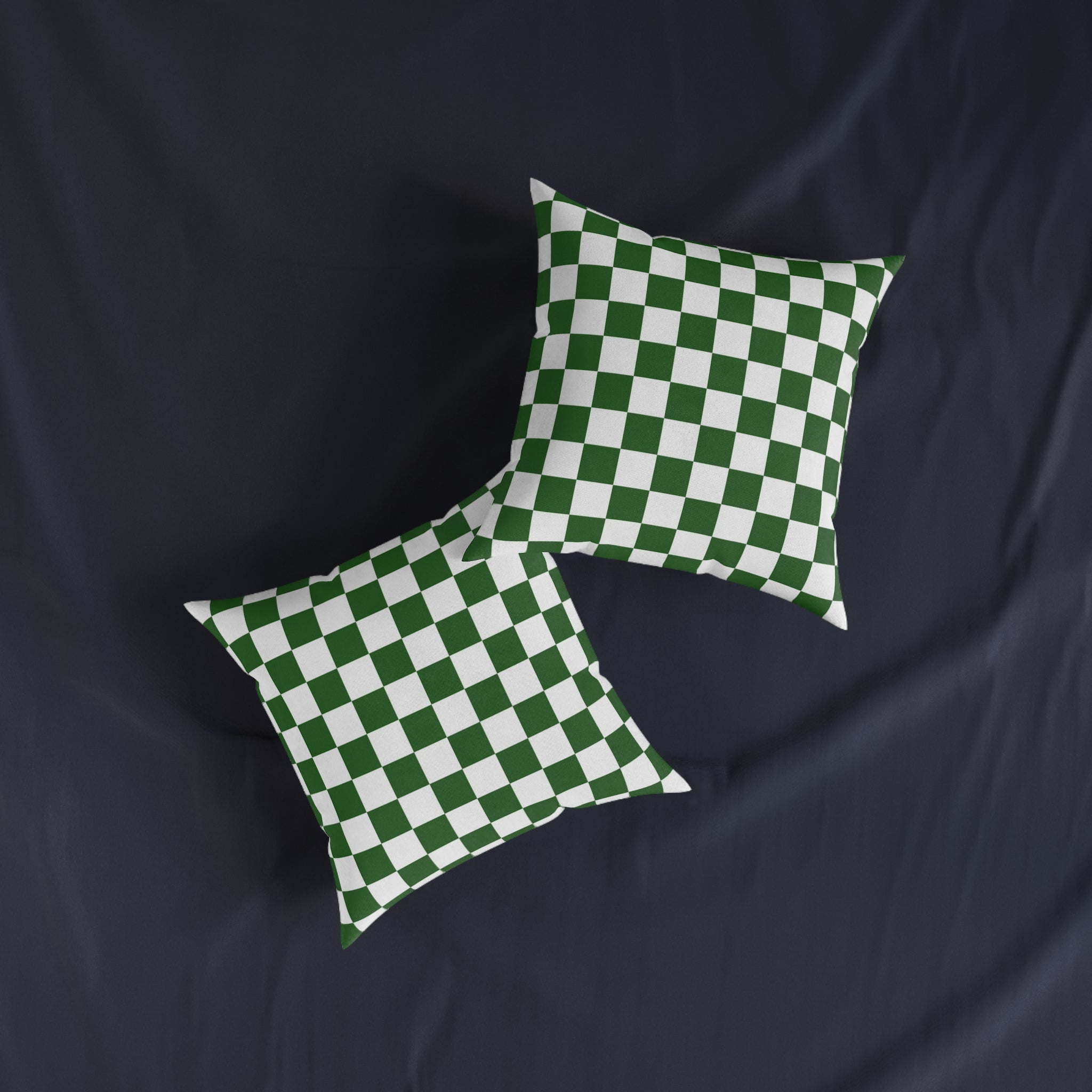 Checkerboard White and Dark Green Square Pillow, Artsulli - Art is Long, Life is Short, Home Decor, , , , , , , 