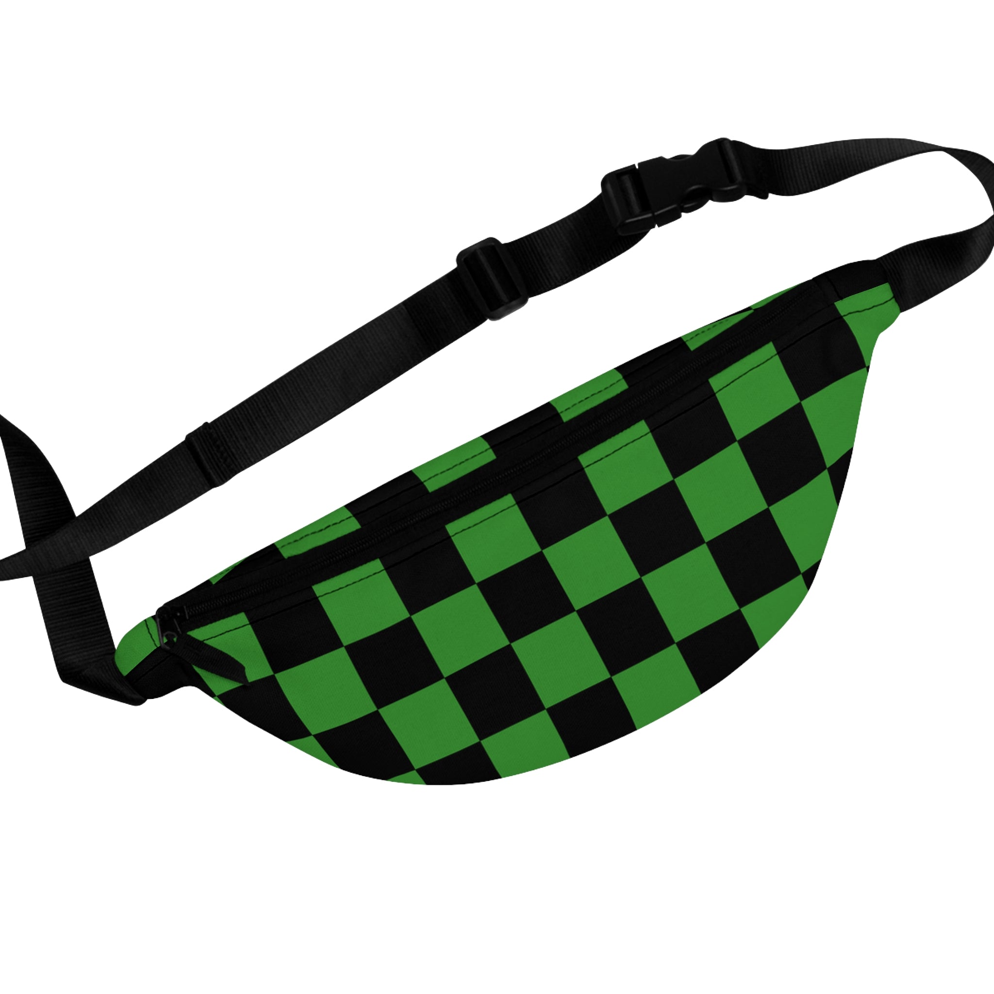Checkerboard Green and Black Fanny Pack, Artsulli - Art is Long, Life is Short, Bags, Size, One size, , , , , 10812173281388152083