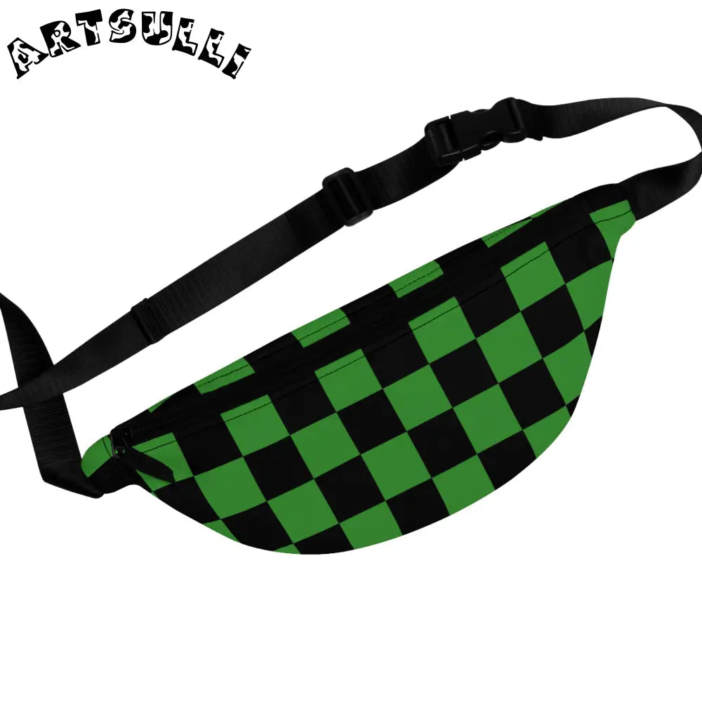 JAKKOUTTHEBXX Checkerboard Green and Black Fanny Pack JAKKOUTTHEBXX