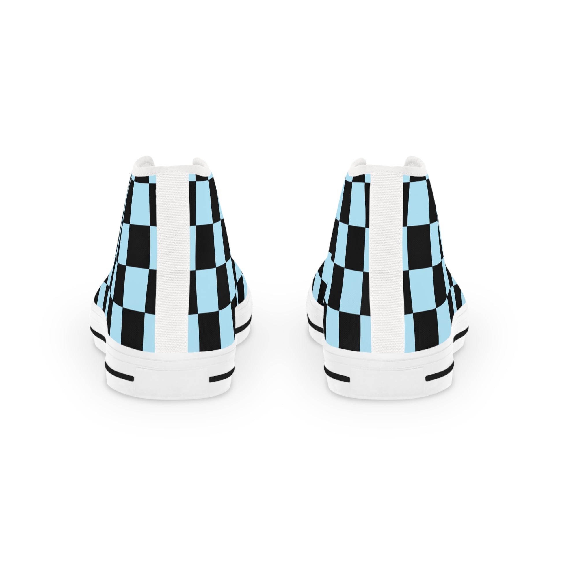 Checkerboard Black and Blue Men's High Top Sneakers, Artsulli - Art is Long, Life is Short, Shoes, , , , , , , 