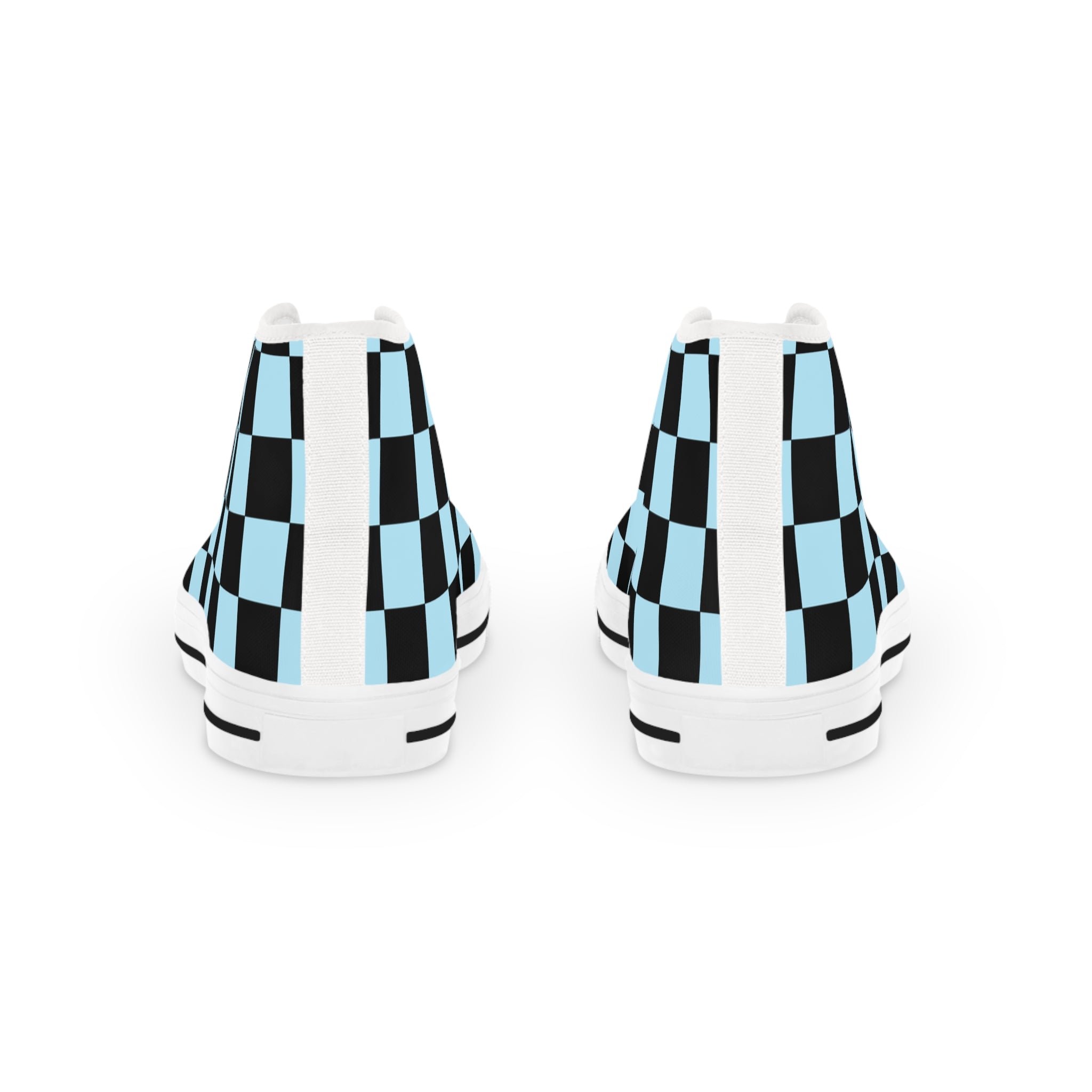 Checkerboard Black and Blue Men's High Top Sneakers, Artsulli - Art is Long, Life is Short, Shoes, , , , , , , 