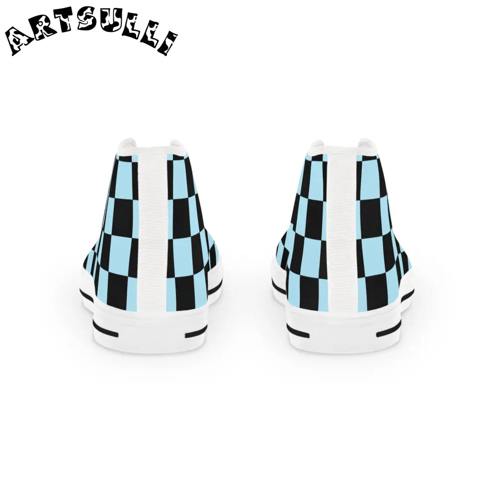 JAKKOUTTHEBXX Checkerboard Black and Blue Men’s High Top Sneakers