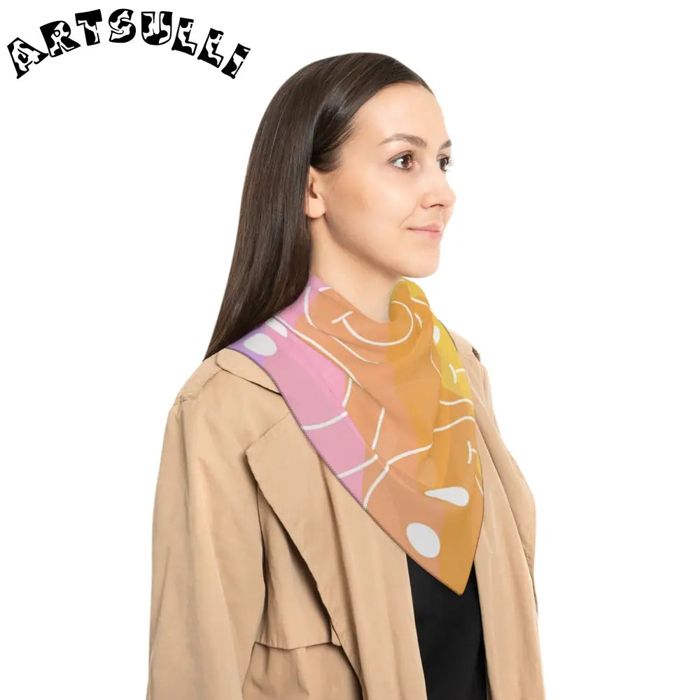 JAKKOUTTHEBXX Smiley Face x Rainbow Stripes Multi-Color Poly Scarf