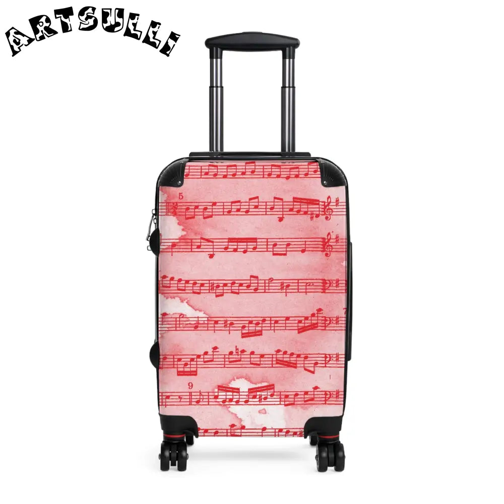 JAKKOUTTHEBXX Red Musical Note Rolling Suitcase 2025
