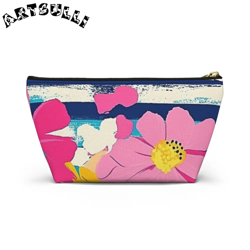 JAKKOUTTHEBXX Dayglo Floral Stripes Multi-Color Accessory Pouch w