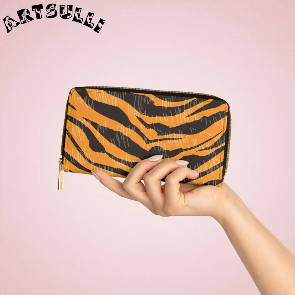 JAKKOUTTHEBXX Tiger Scratches Orange & Black Zipper Wallet