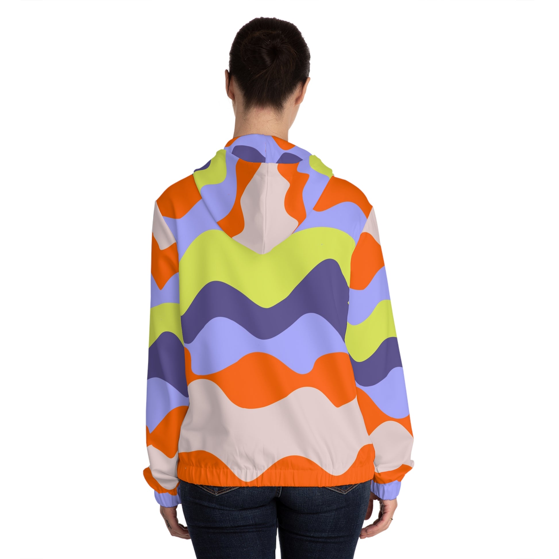 Waves Red and Blue Women’s Full-Zip Hoodie (AOP), Artsulli - Art is Long, Life is Short, All Over Prints, , , , , , , 