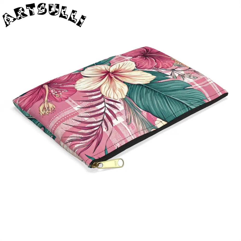 JAKKOUTTHEBXX Plaid x Floral Burgundy and Green Accessory Pouch