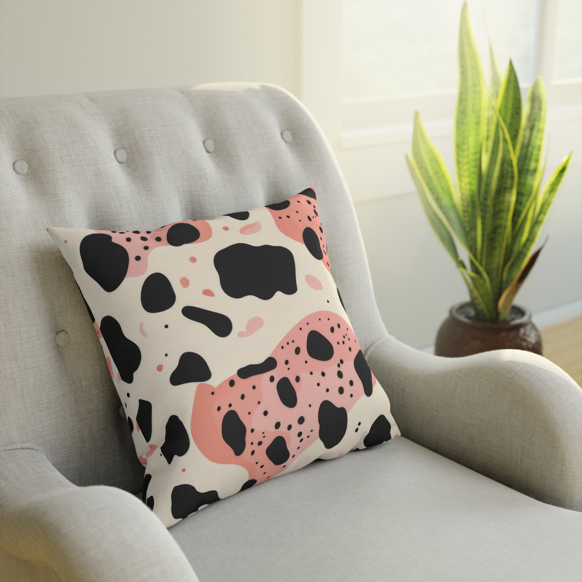 Organic Cow Print Cream and Pink Organic Cow Print Cream and Pink Cushion, Artsulli - Art is Long, Life is Short, Home Decor, , , , , , , 
