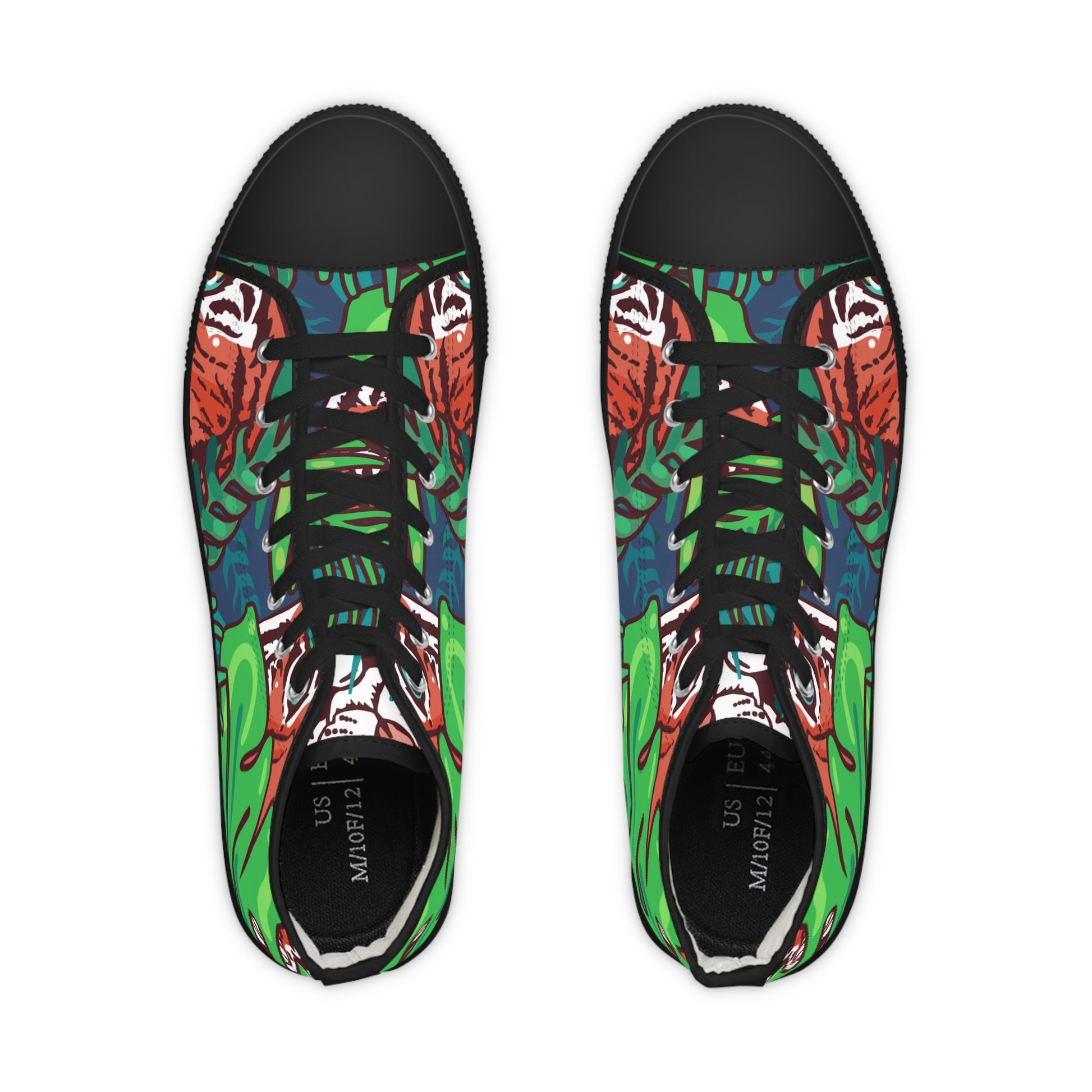 Tropical Jungle Tigers Green and Blue Men's High Top Sneakers, Artsulli - Art is Long, Life is Short, Shoes, , , , , , , 