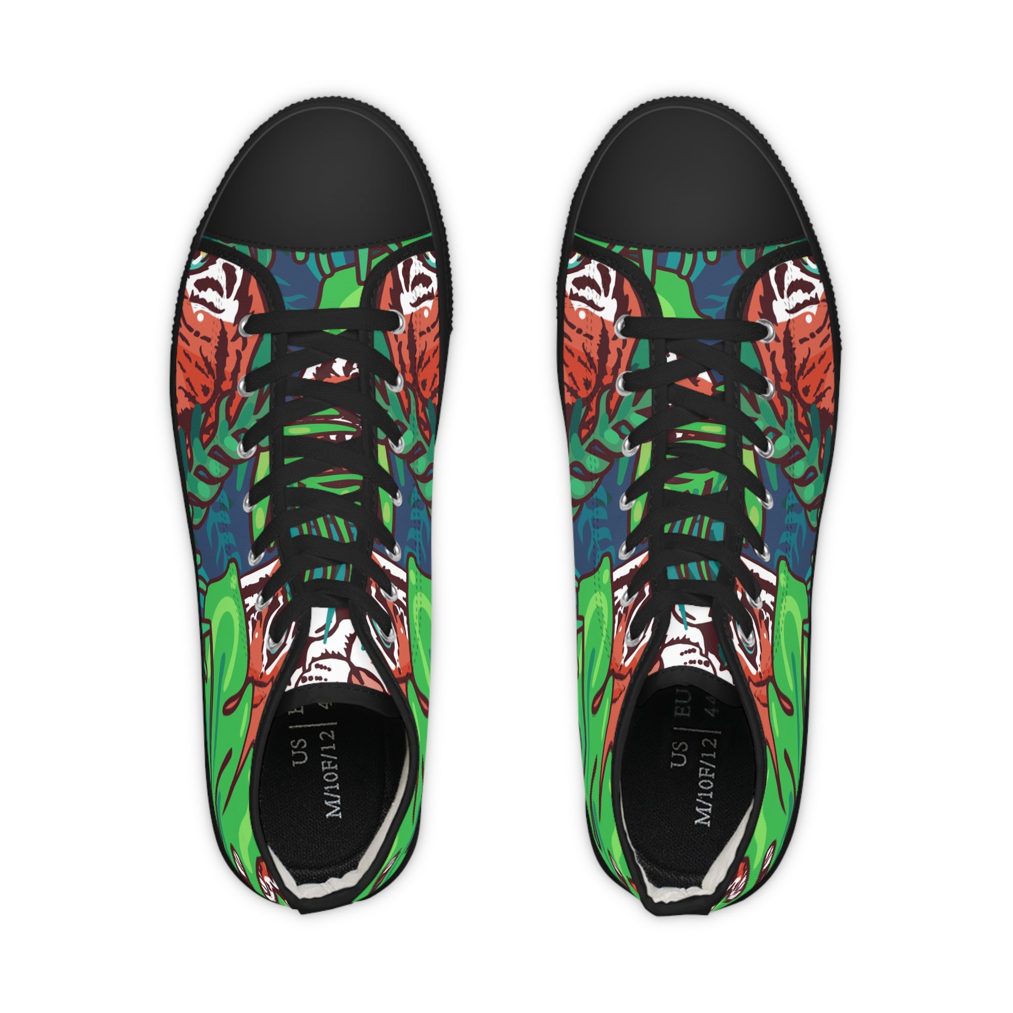 Tropical Jungle Tigers Green and Blue Men's High Top Sneakers, Artsulli - Art is Long, Life is Short, Shoes, , , , , , , 