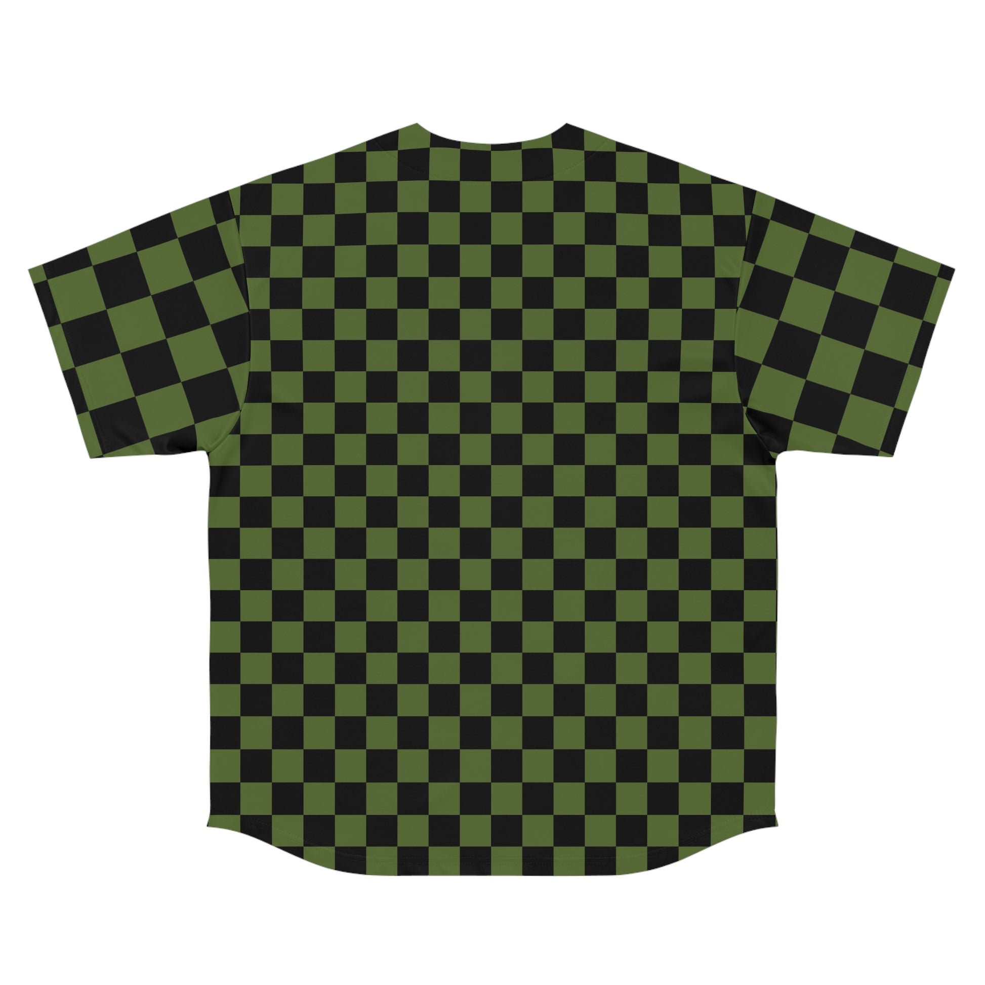 Checkerboard Olive Green and Black Men's Baseball Jersey (AOP), Artsulli - Art is Long, Life is Short, All Over Prints, , , , , , , 