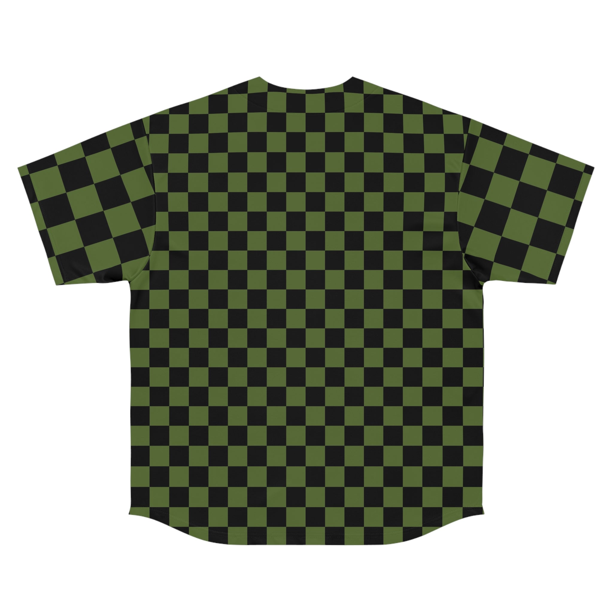 Checkerboard Olive Green and Black Men's Baseball Jersey (AOP), Artsulli - Art is Long, Life is Short, All Over Prints, , , , , , , 
