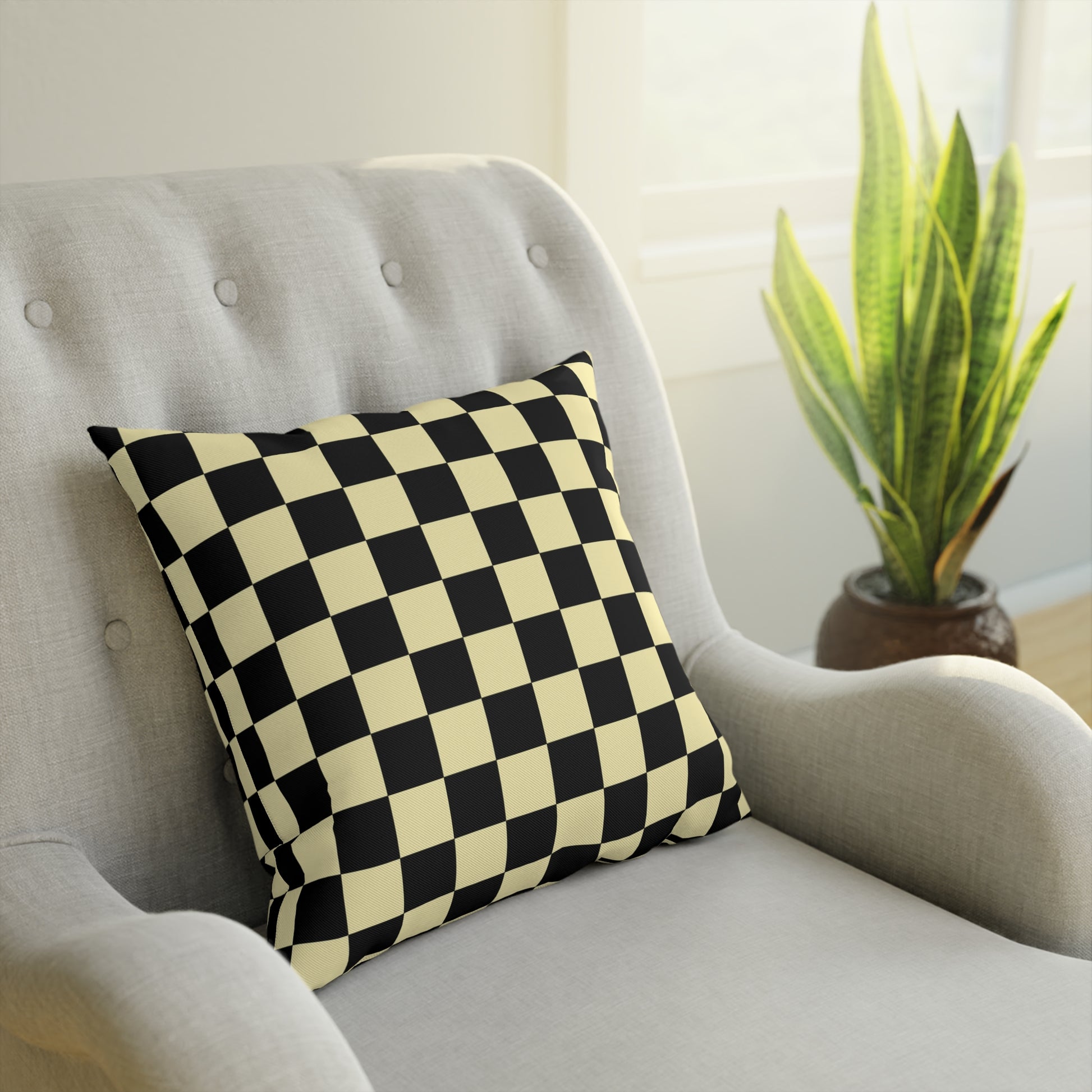 Checkerboard Black and Yellow Cushion, Artsulli - Art is Long, Life is Short, Home Decor, , , , , , , 
