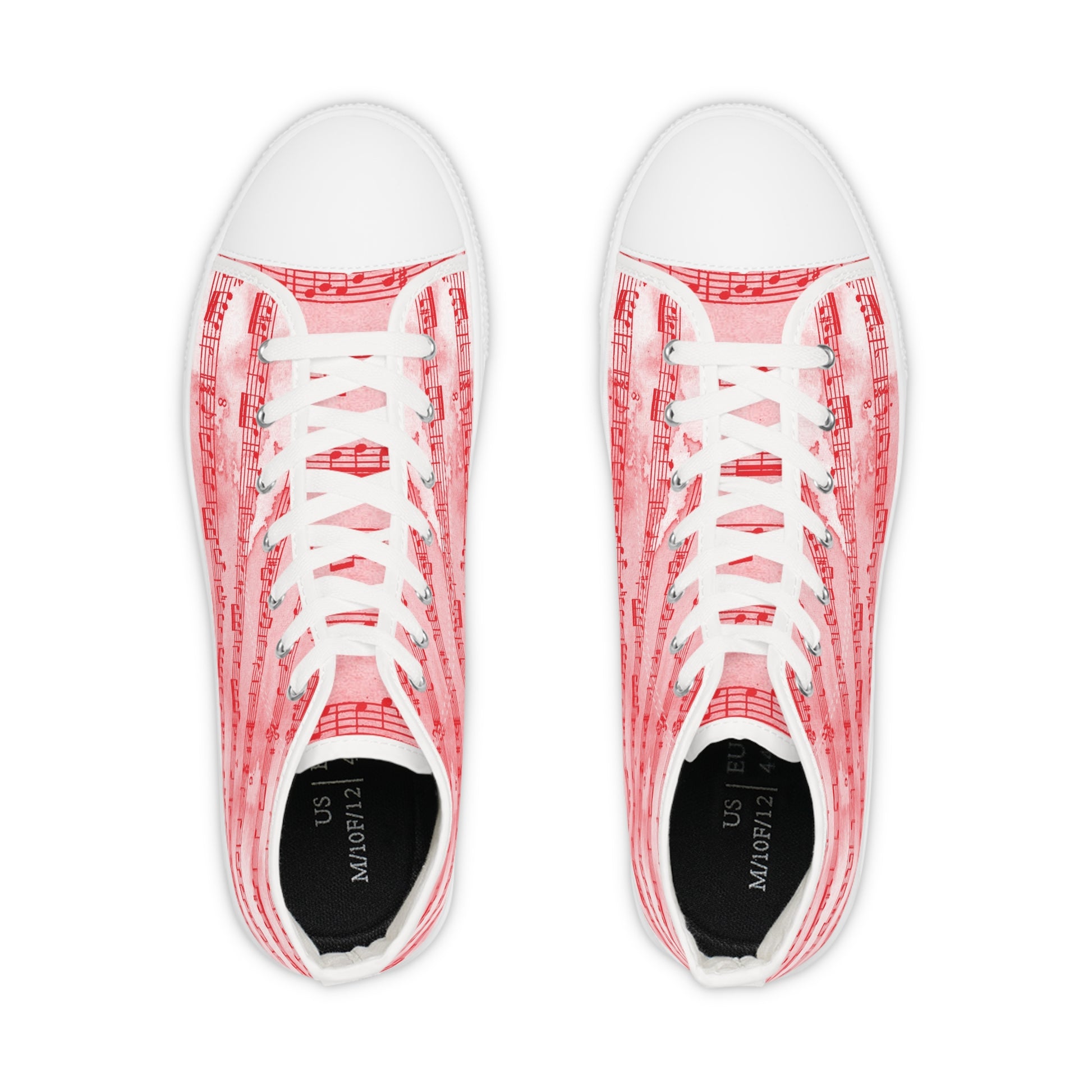 Drip Spill Type Beat Sheet Music II Red Men's High Top Sneakers, Artsulli - Art is Long, Life is Short, Shoes, , , , , , , 