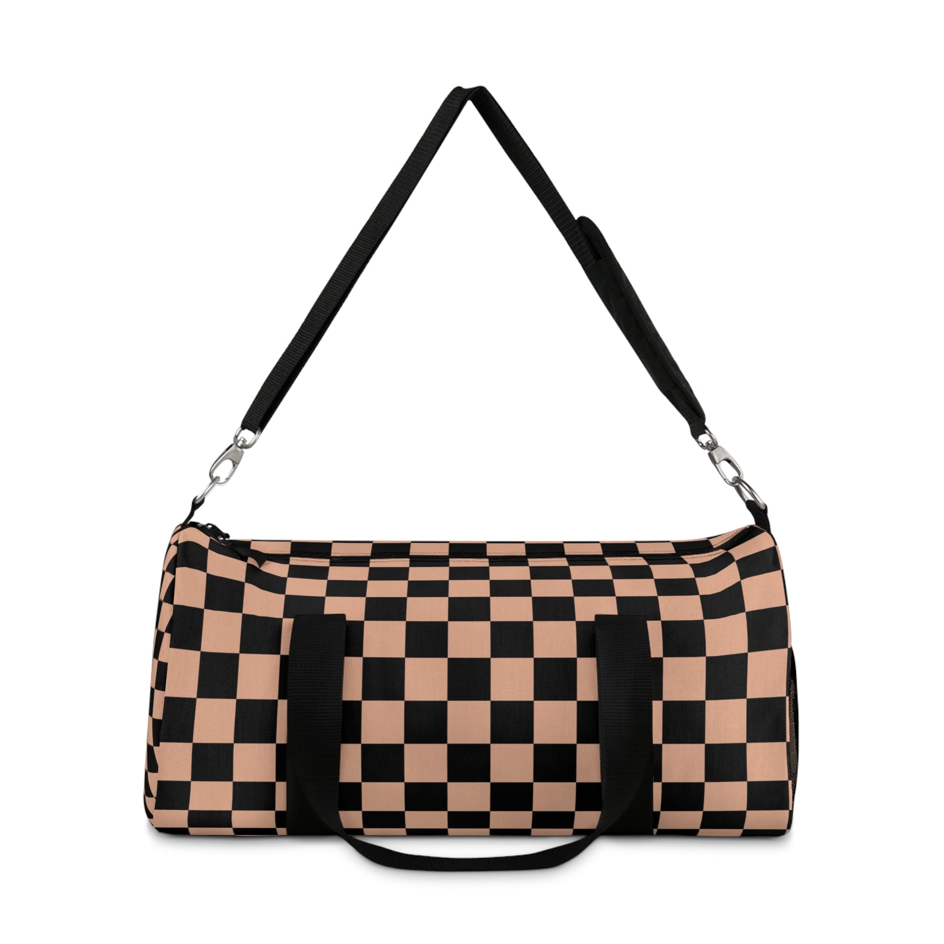 Checkerboard II Soft Orange and Black Duffel Bag, Artsulli - Art is Long, Life is Short, Bags, , , , , , , 