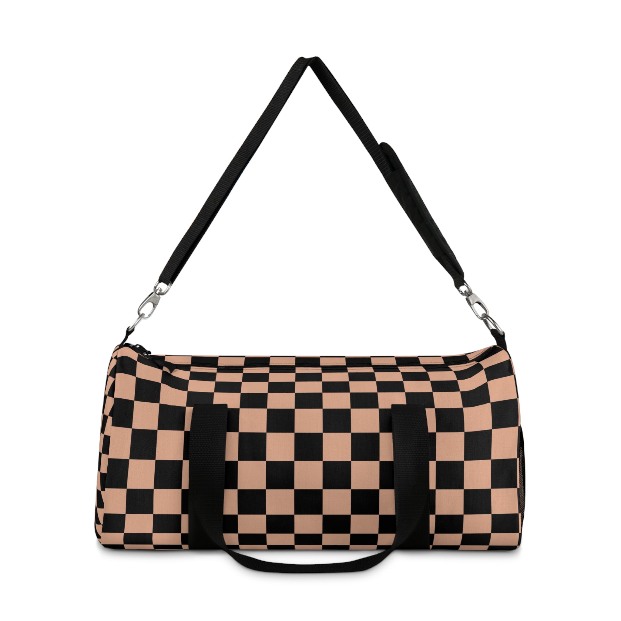 Checkerboard II Soft Orange and Black Duffel Bag, Artsulli - Art is Long, Life is Short, Bags, , , , , , , 