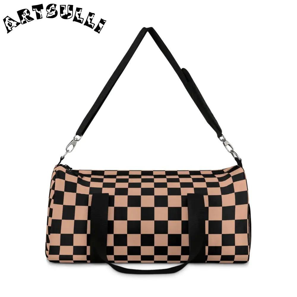 JAKKOUTTHEBXX Checkerboard II Soft Orange and Black Duffel Bag