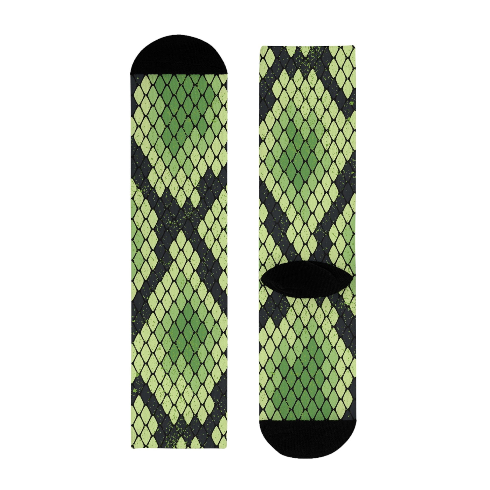 Snake Skin Green and Black Sublimation Crew Socks (EU), Artsulli - Art is Long, Life is Short, All Over Prints, , , , , , , 