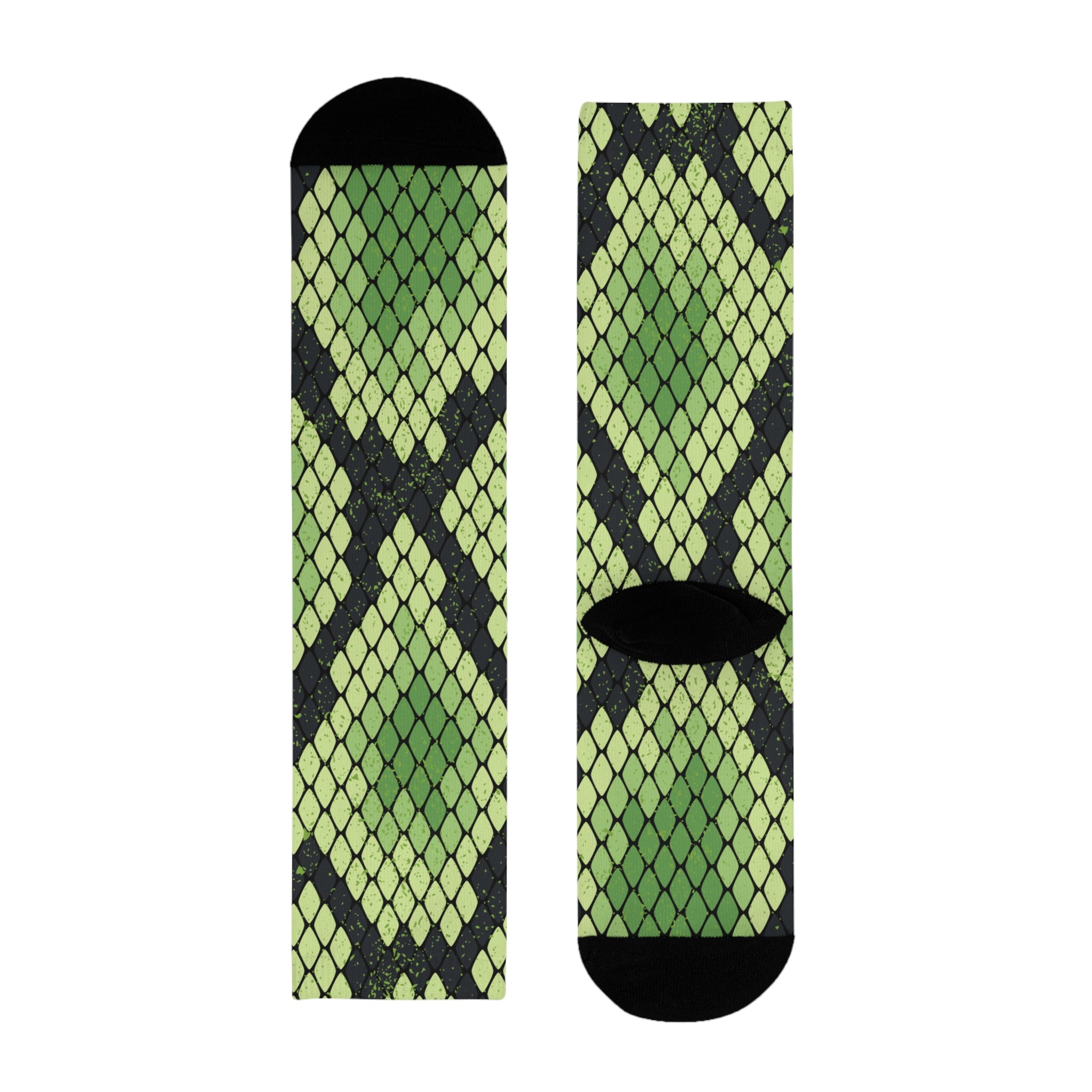 Snake Skin Green and Black Sublimation Crew Socks (EU), Artsulli - Art is Long, Life is Short, All Over Prints, , , , , , , 