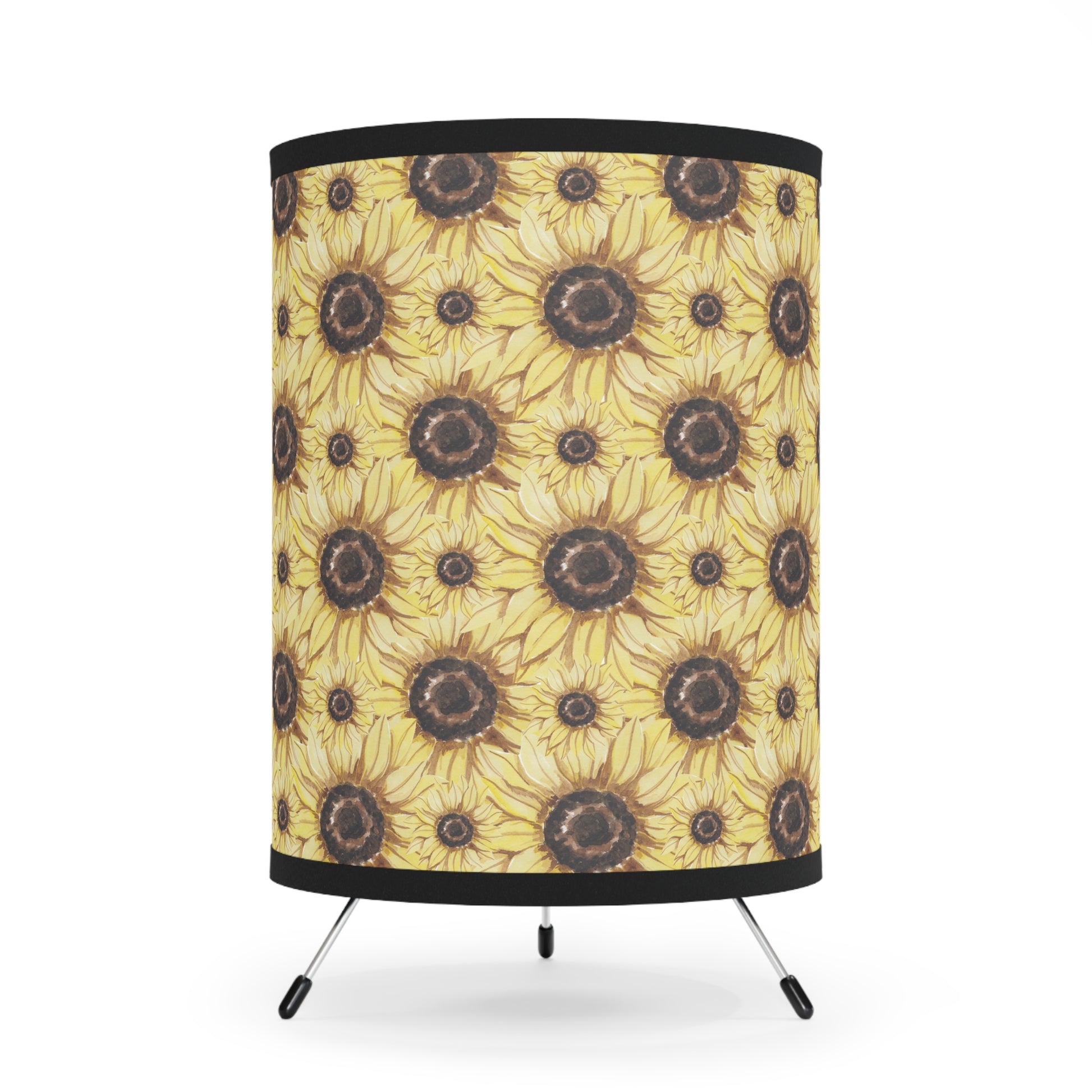 Retro Anime Sunflower Tripod Lamp with High-Res Printed Shade, US\CA plug, Artsulli - Art is Long, Life is Short, Home Decor, Size, One size, Color, Black, , , 30408748641177229539
