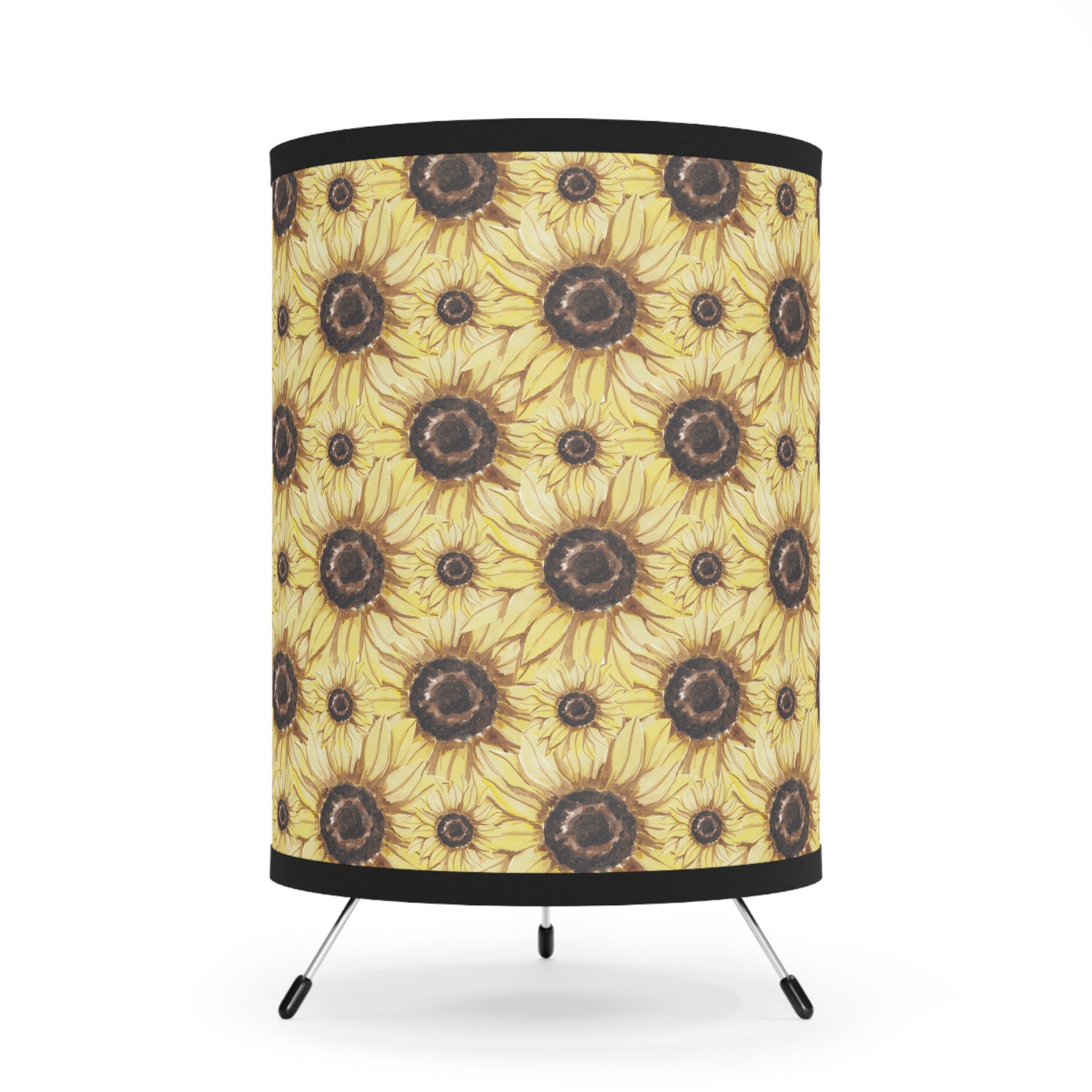 Retro Anime Sunflower Tripod Lamp with High-Res Printed Shade, US\CA plug, Artsulli - Art is Long, Life is Short, Home Decor, Size, One size, Color, Black, , , 30408748641177229539