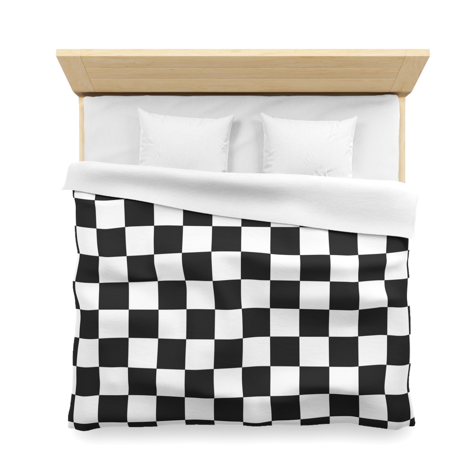 Checkerboard White and Black Microfiber Duvet Cover, Artsulli - Art is Long, Life is Short, Home Decor, , , , , , , 