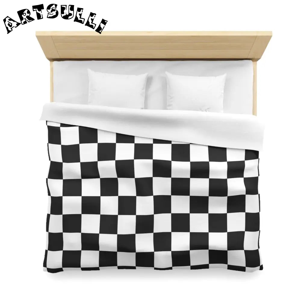 JAKKOUTTHEBXX Checkerboard White and Black Microfiber Duvet Cover