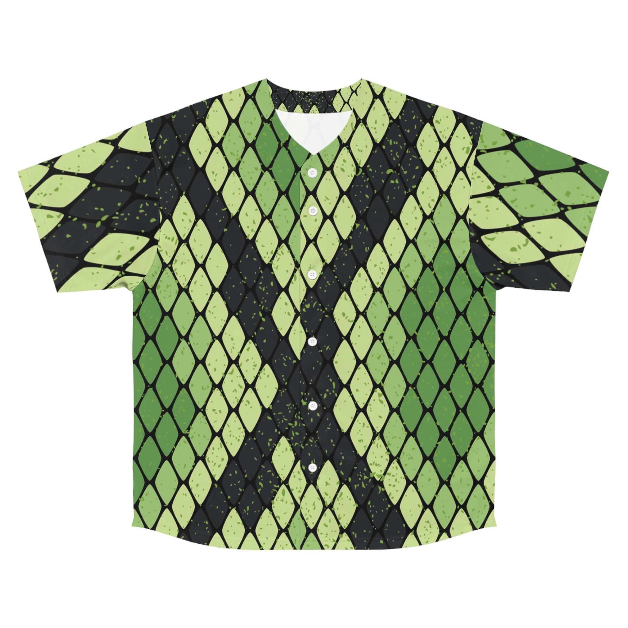 Snake Skin Green and Black Men's Baseball Jersey (AOP), Artsulli - Art is Long, Life is Short, All Over Prints, Size, S, Color, Seam thread color automatically matched to design, , , 11194177660633