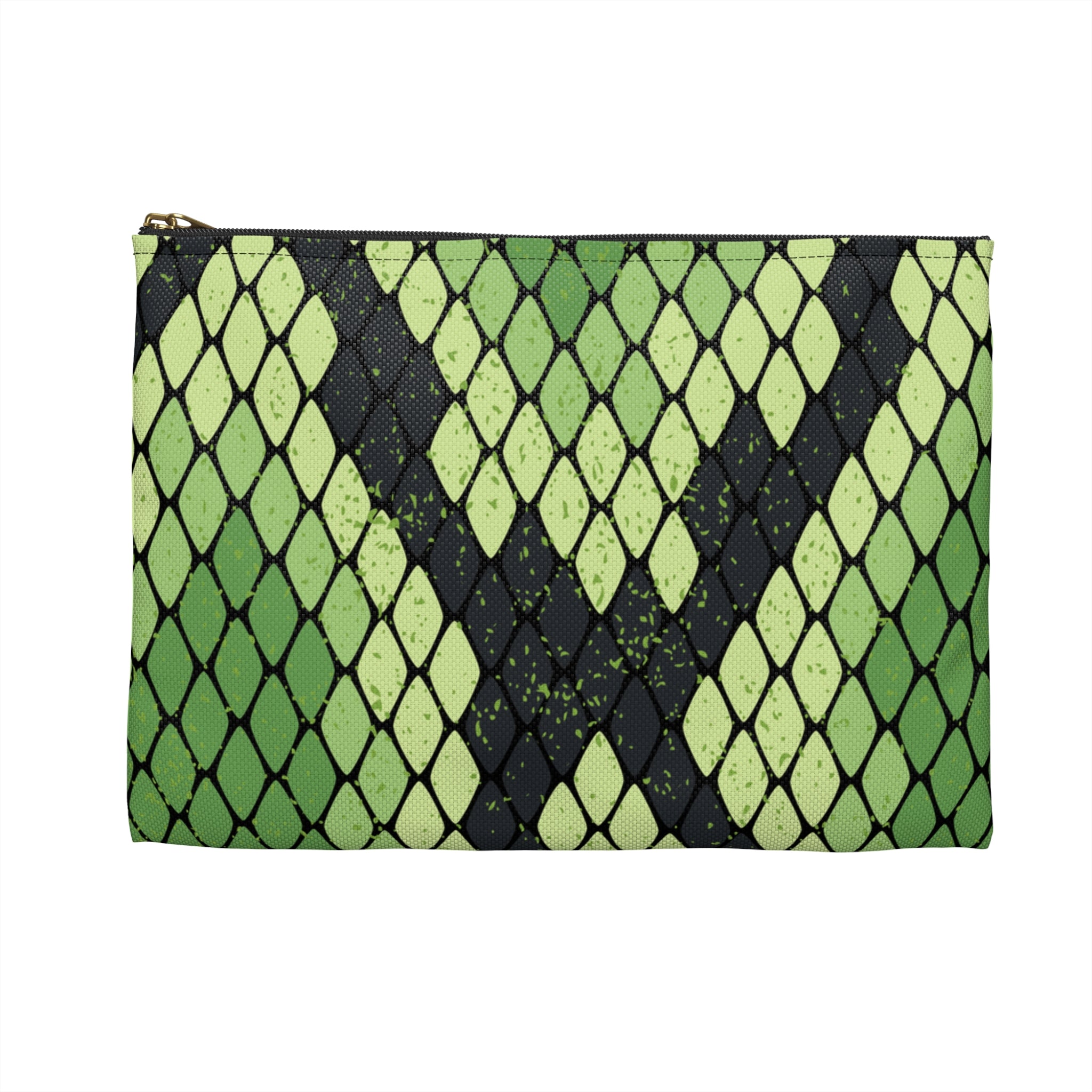 Snake Skin Green and Black Accessory Pouch, Artsulli - Art is Long, Life is Short, Bags, , , , , , , 