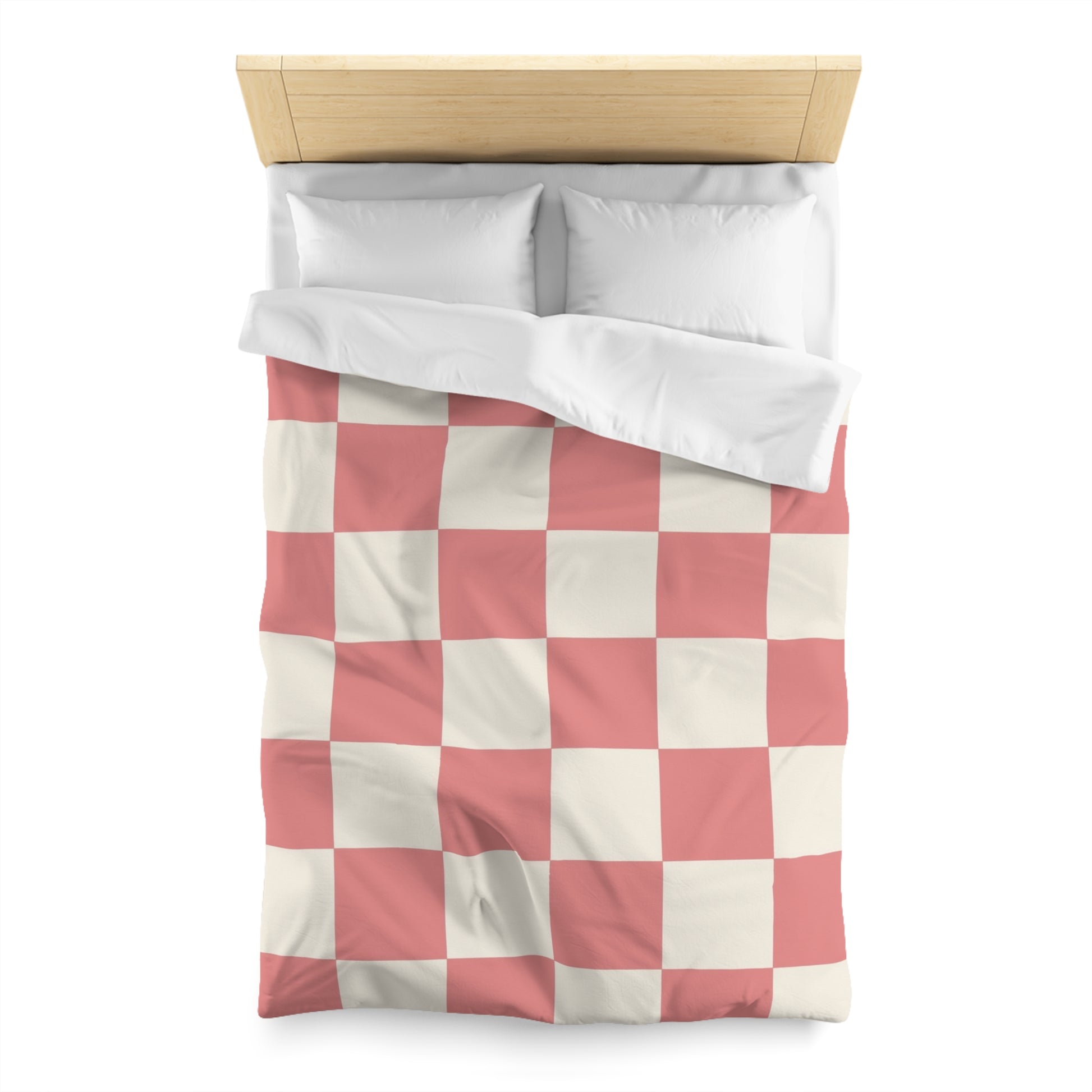 Retro Checkered Grassland Sprites Microfiber Duvet Cover, Artsulli - Art is Long, Life is Short, Home Decor, , , , , , , 