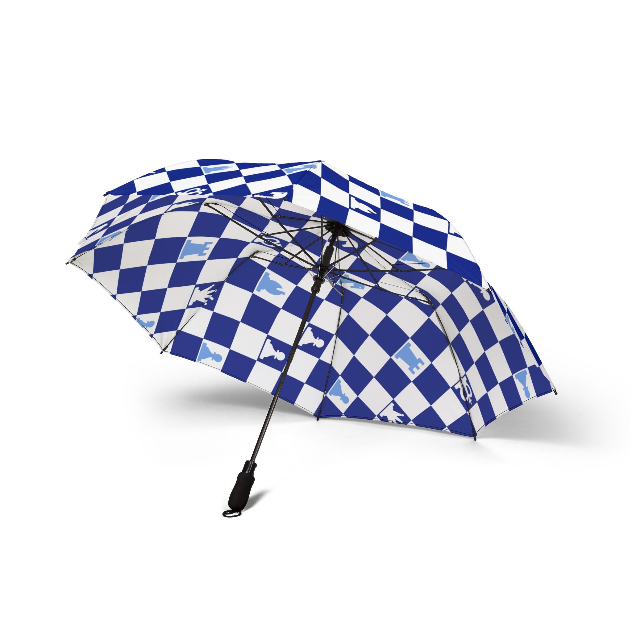 Chessboard II Navy Blue Semi-Automatic Foldable Umbrella, Artsulli - Art is Long, Life is Short, Accessories, , , , , , , 