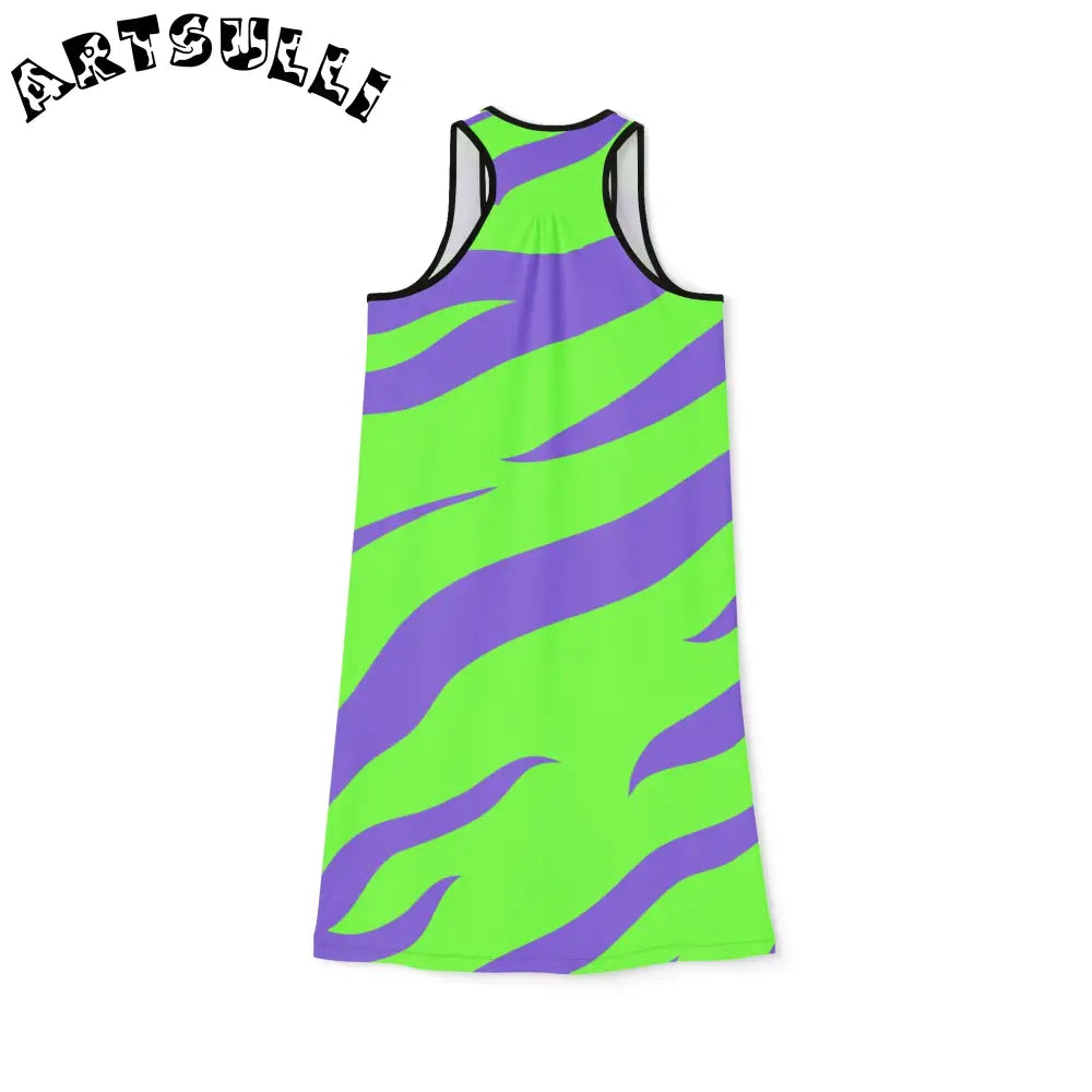 JAKKOUTTHEBXX Tyrannosaurus Print Green and Purple Women’s Racerback