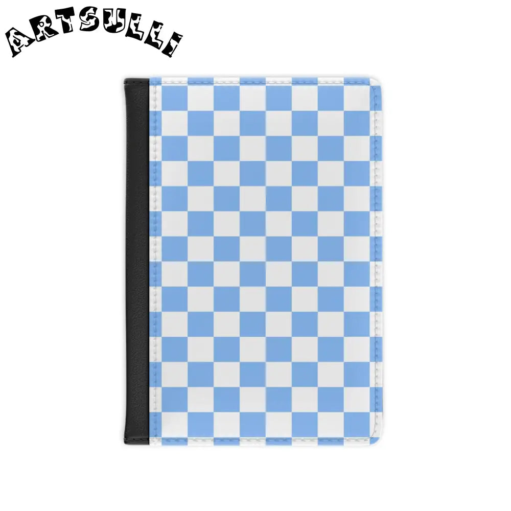 JAKKOUTTHEBXX Checkerboard White and Light Blue Passport Cover