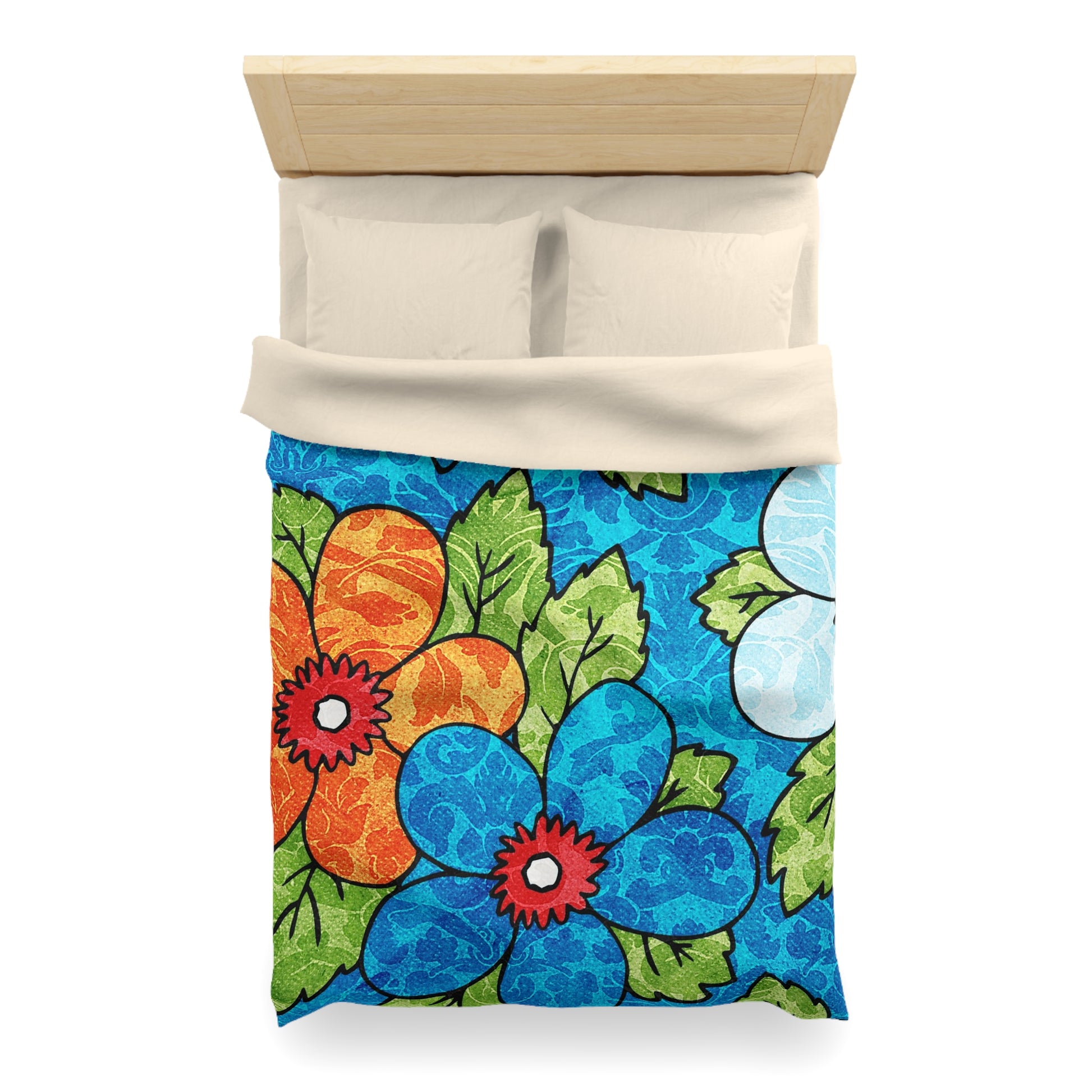 Blue Orange Groovy Microfiber Duvet Cover, Artsulli - Art is Long, Life is Short, Home Decor, , , , , , , 
