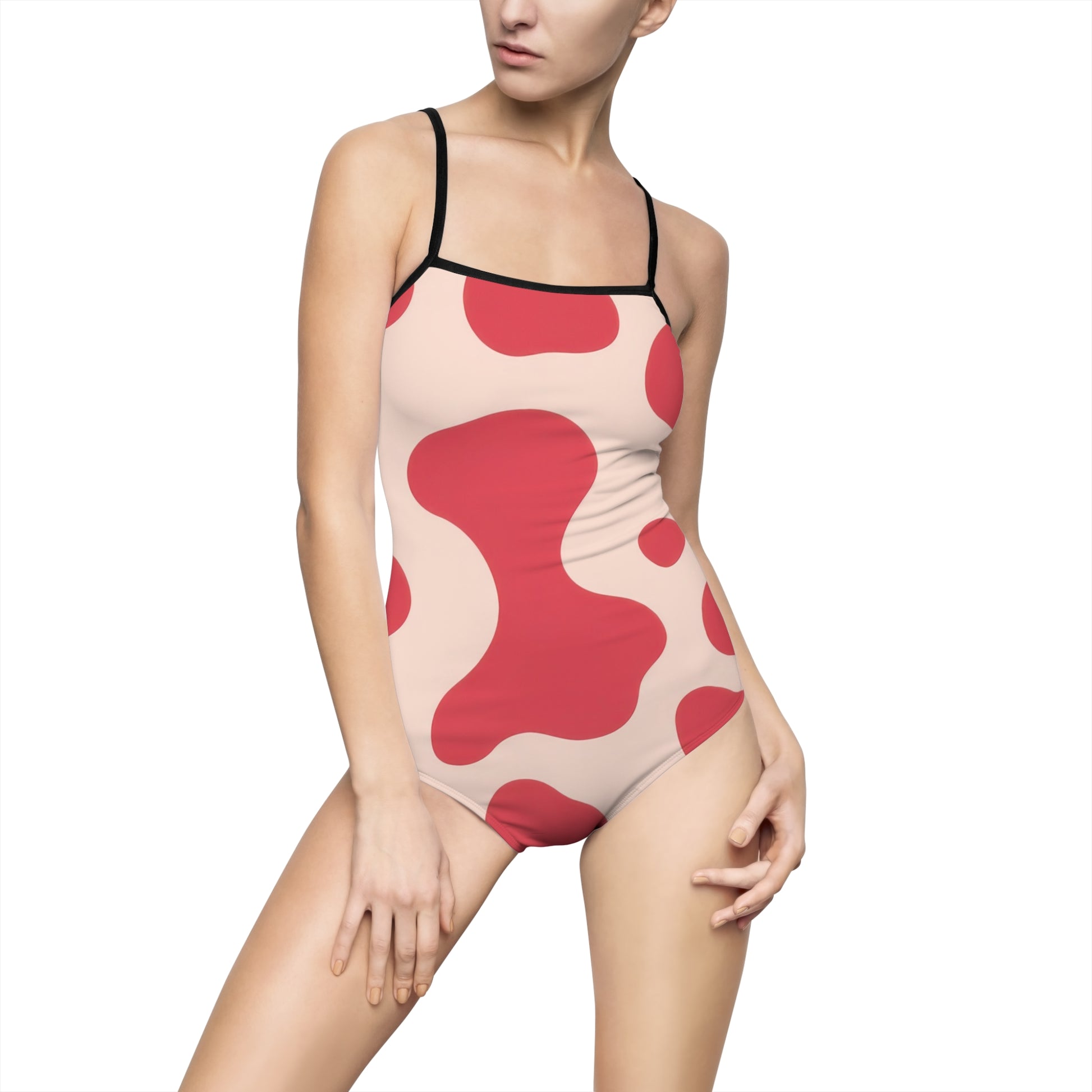 Red Jungle Cow Women's One-piece Swimsuit (AOP), Artsulli - Art is Long, Life is Short, All Over Prints, Size, XS, Color, Black, , , 30087468222955311512