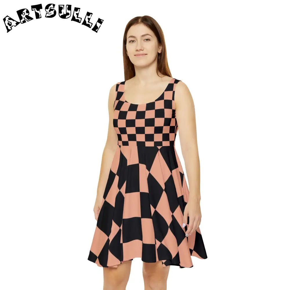 JAKKOUTTHEBXX Checkerboard Soft Orange and Black Women’s Skater