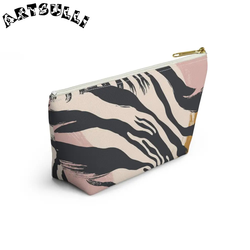 JAKKOUTTHEBXX Zebra Stripe And Brushstroke Cosmetic Pouch In Pink