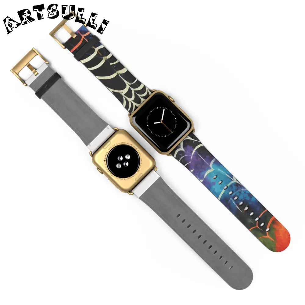 JAKKOUTTHEBXX Colorful Spider Web Faux Leather Watch Band 2025