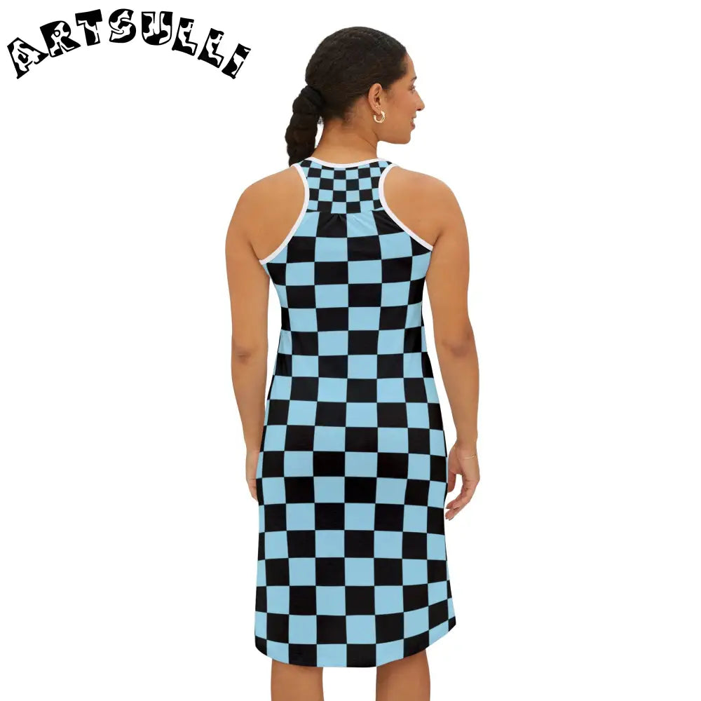 JAKKOUTTHEBXX Checkerboard Black and Blue Women’s Racerback Dress
