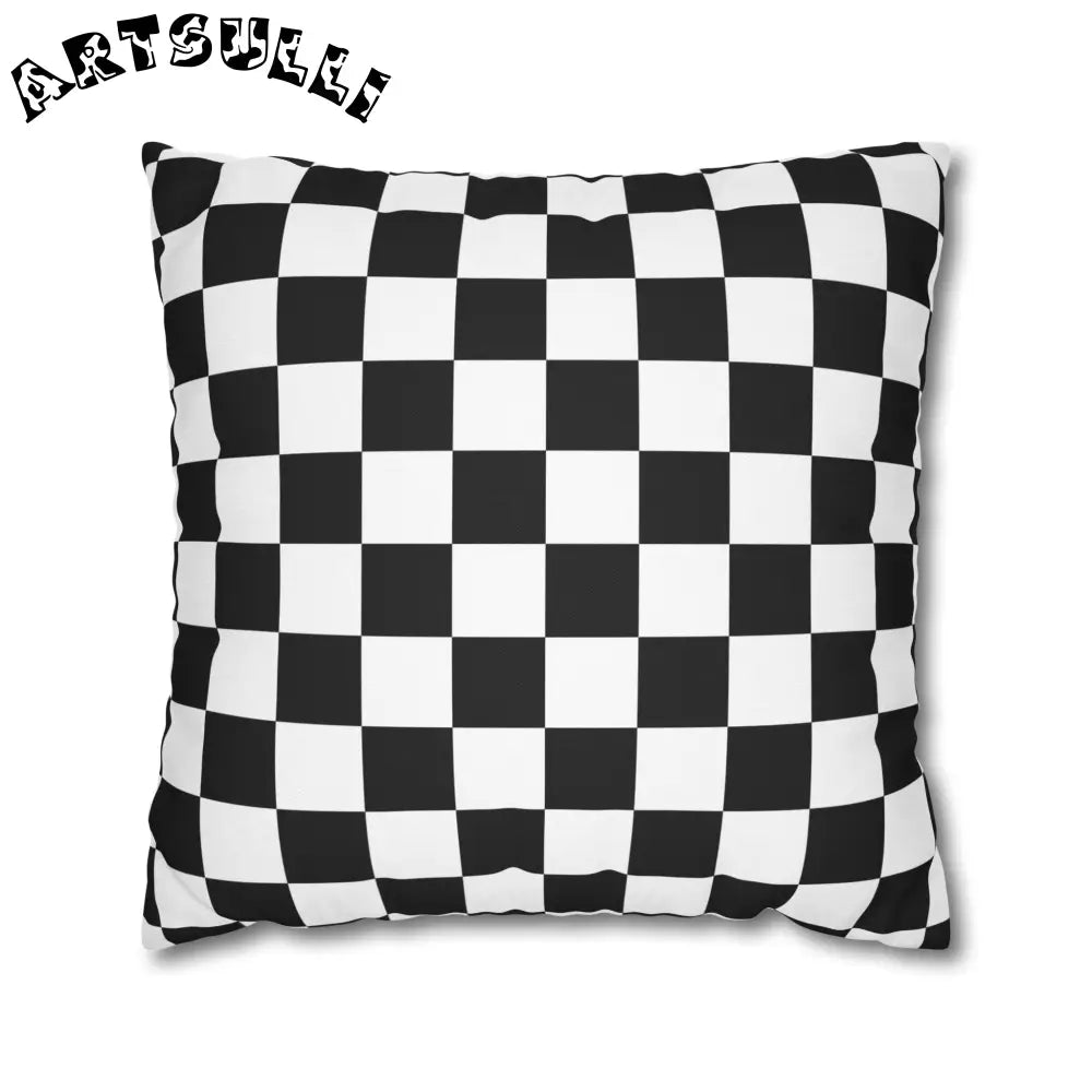 JAKKOUTTHEBXX Checkerboard Black and White Spun Polyester Square
