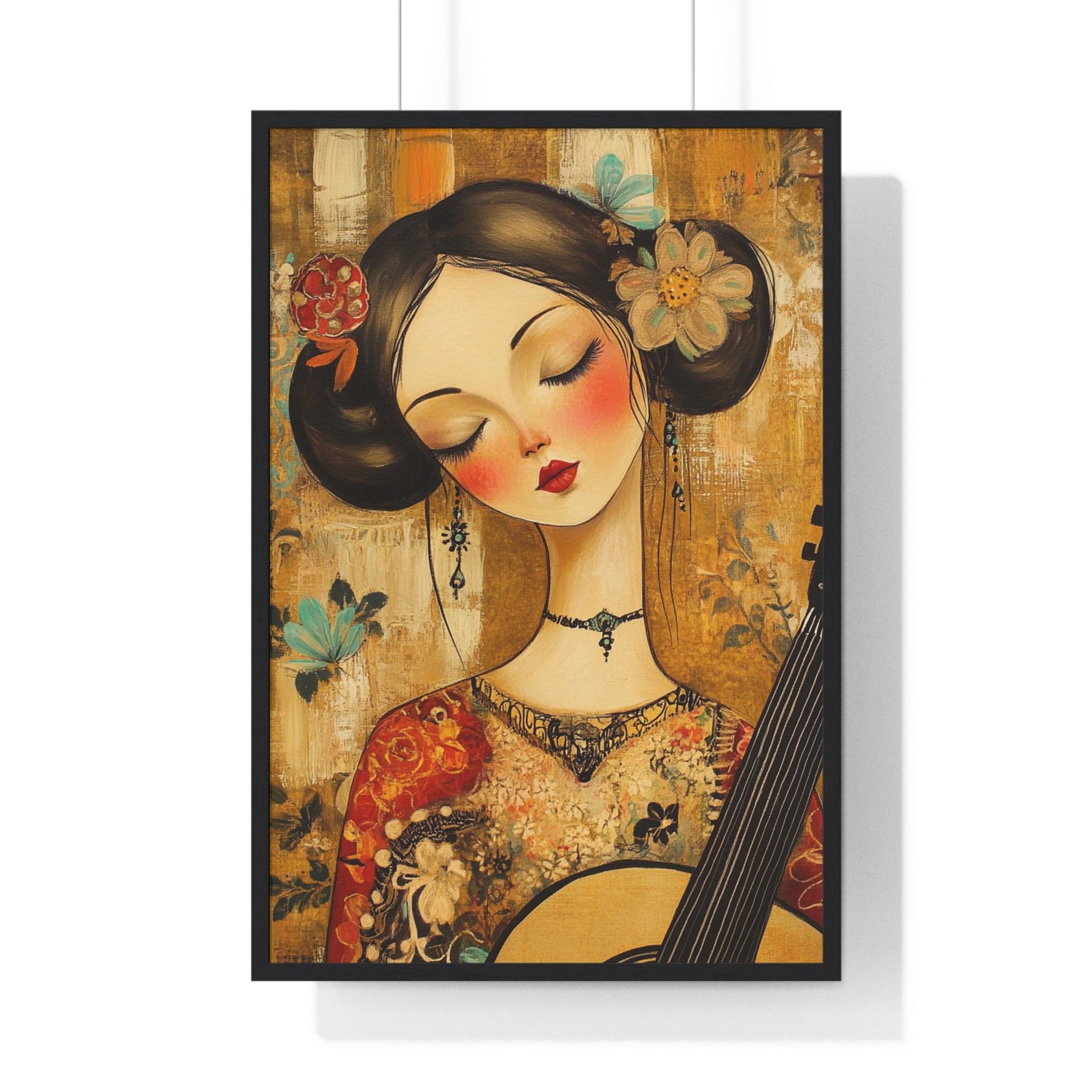 Woman With A Guitar Vertical Framed Poster, Artsulli - Art is Long, Life is Short, Poster, Size, 24″ x 36″, Color, Black, , , 27045367671818683264