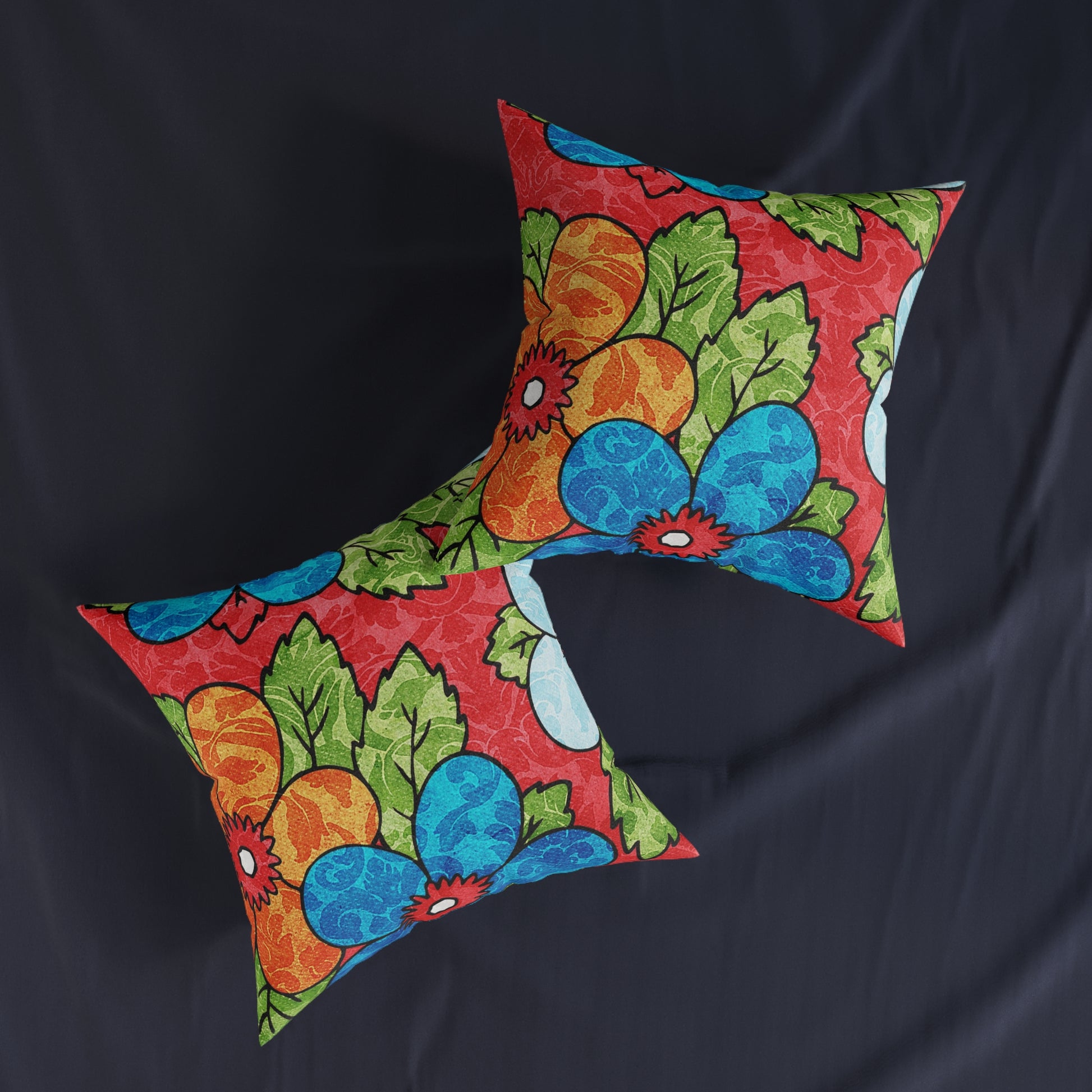 Groovy Red Floral Kl Square Pillow, Artsulli - Art is Long, Life is Short, Home Decor, , , , , , , 