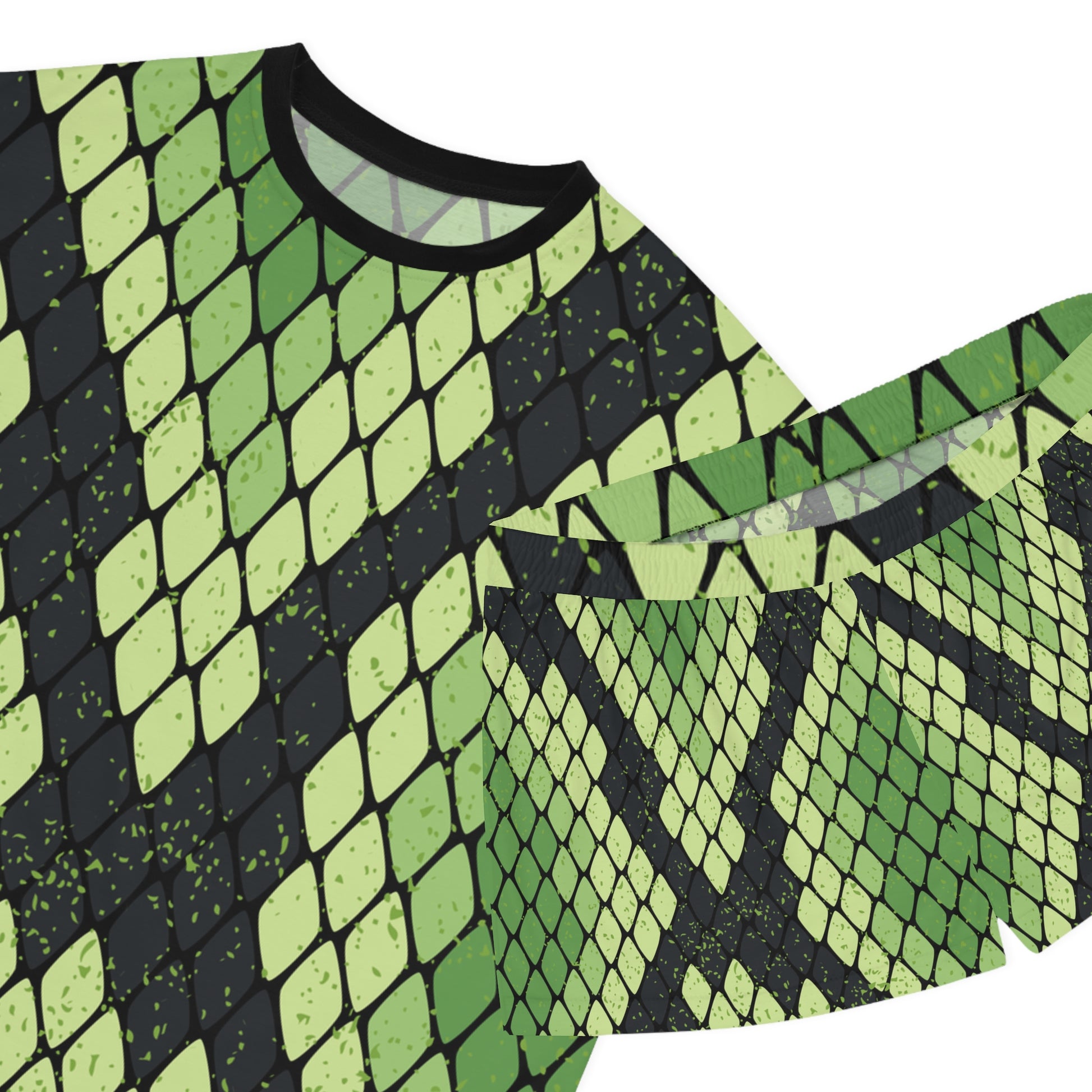 Snake Skin Green and Black Women's Short Pajama Set (AOP), Artsulli - Art is Long, Life is Short, All Over Prints, , , , , , , 