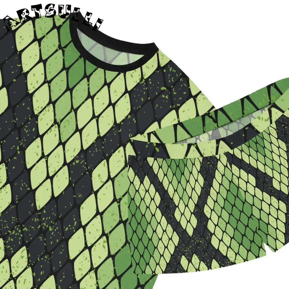 JAKKOUTTHEBXX Snake Skin Green and Black Women’s Short Pajama Set