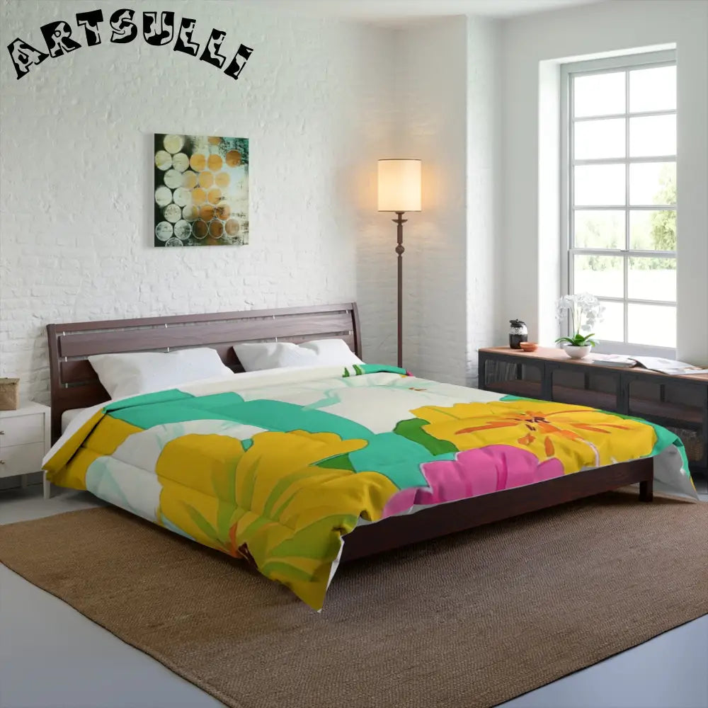 JAKKOUTTHEBXX Colorful Floral Stripe Duvet Cover - JAKKOUTTHEBXX
