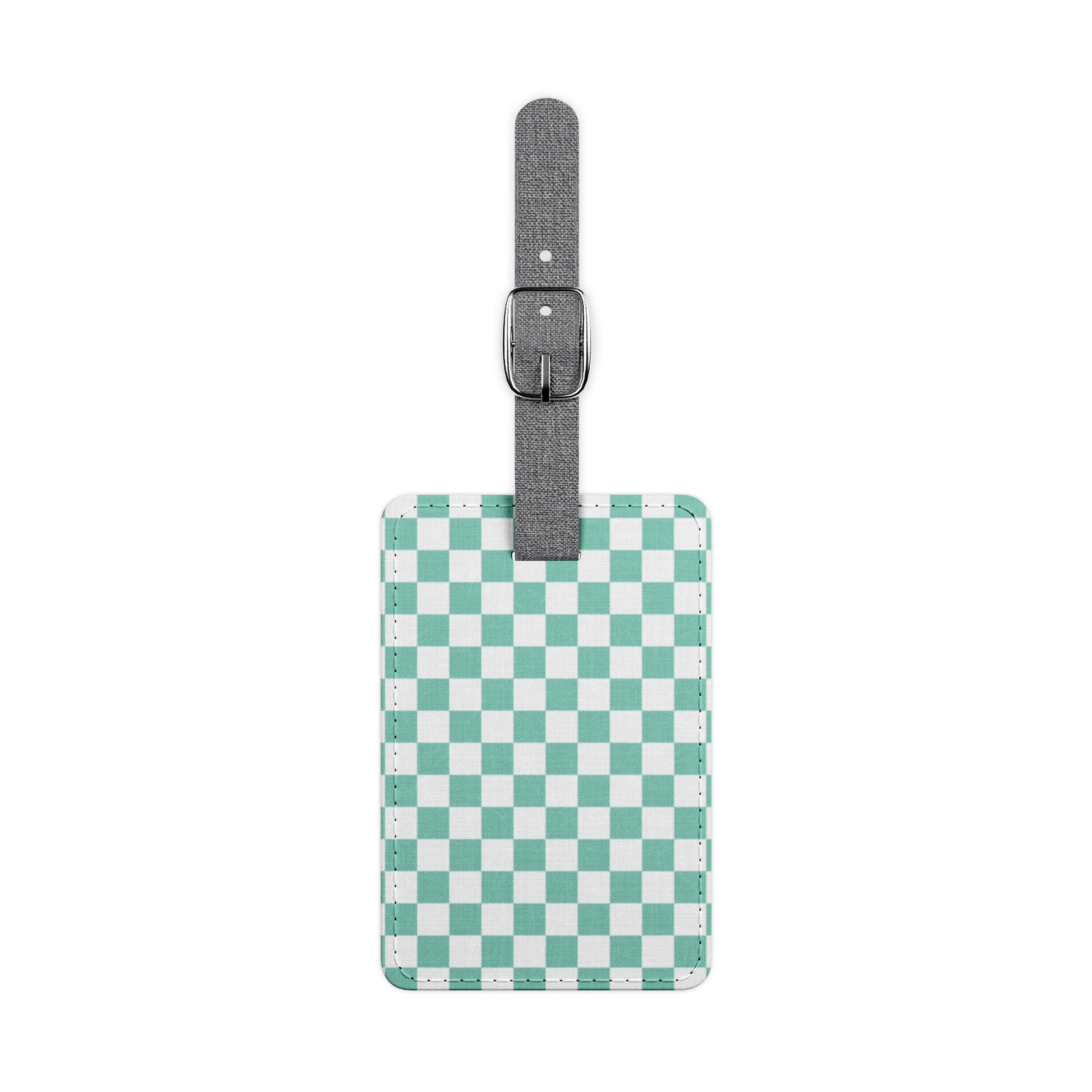 Checkerboard Light Green Saffiano Polyester Luggage Tag, Rectangle, Artsulli - Art is Long, Life is Short, Accessories, Size, One size, Shape, Rectangle, , , 22085522026280910536
