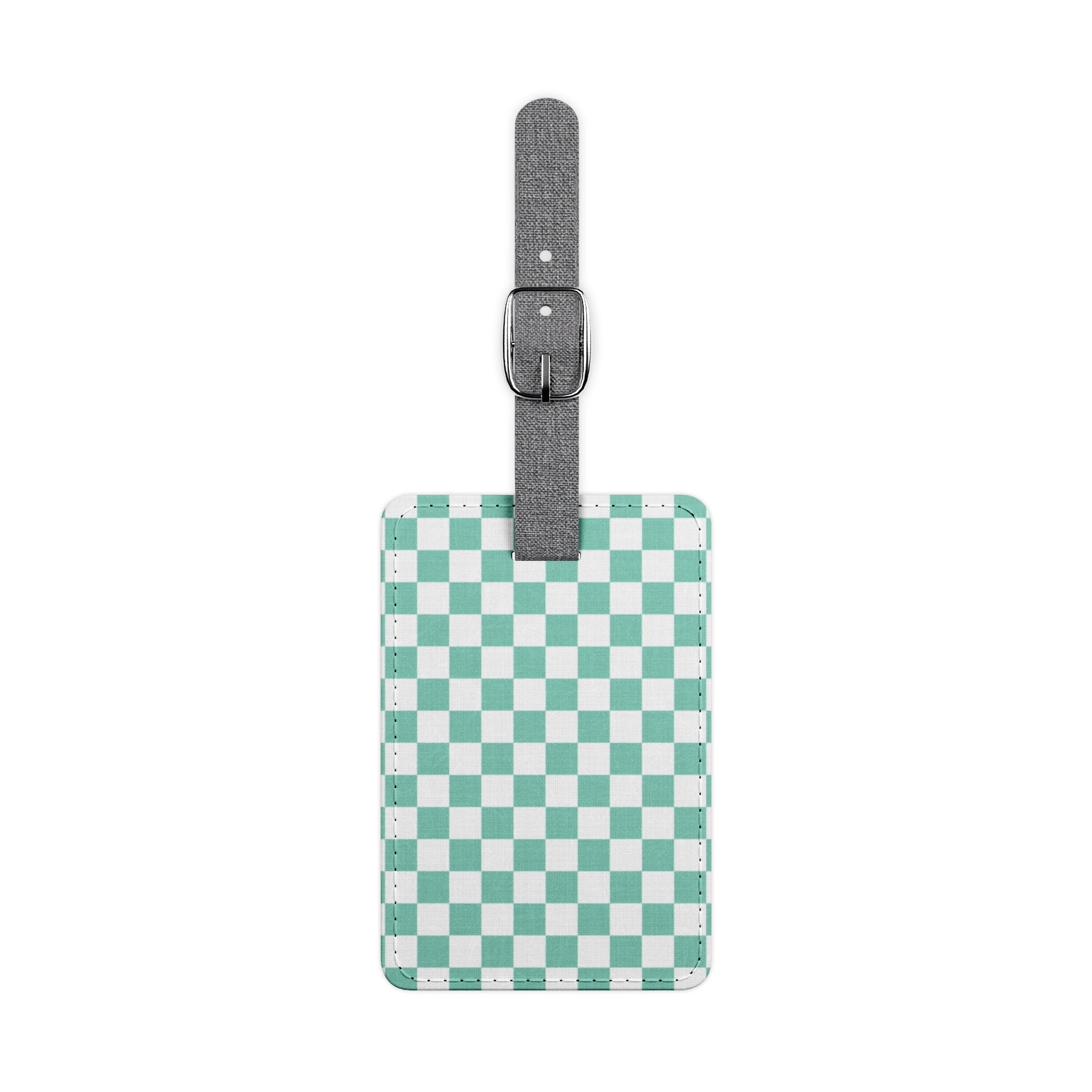 Checkerboard Light Green Saffiano Polyester Luggage Tag, Rectangle, Artsulli - Art is Long, Life is Short, Accessories, Size, One size, Shape, Rectangle, , , 22085522026280910536